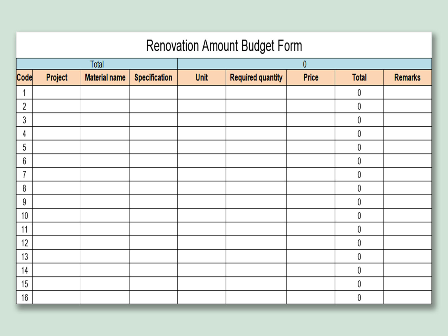 Home Renovation List Template