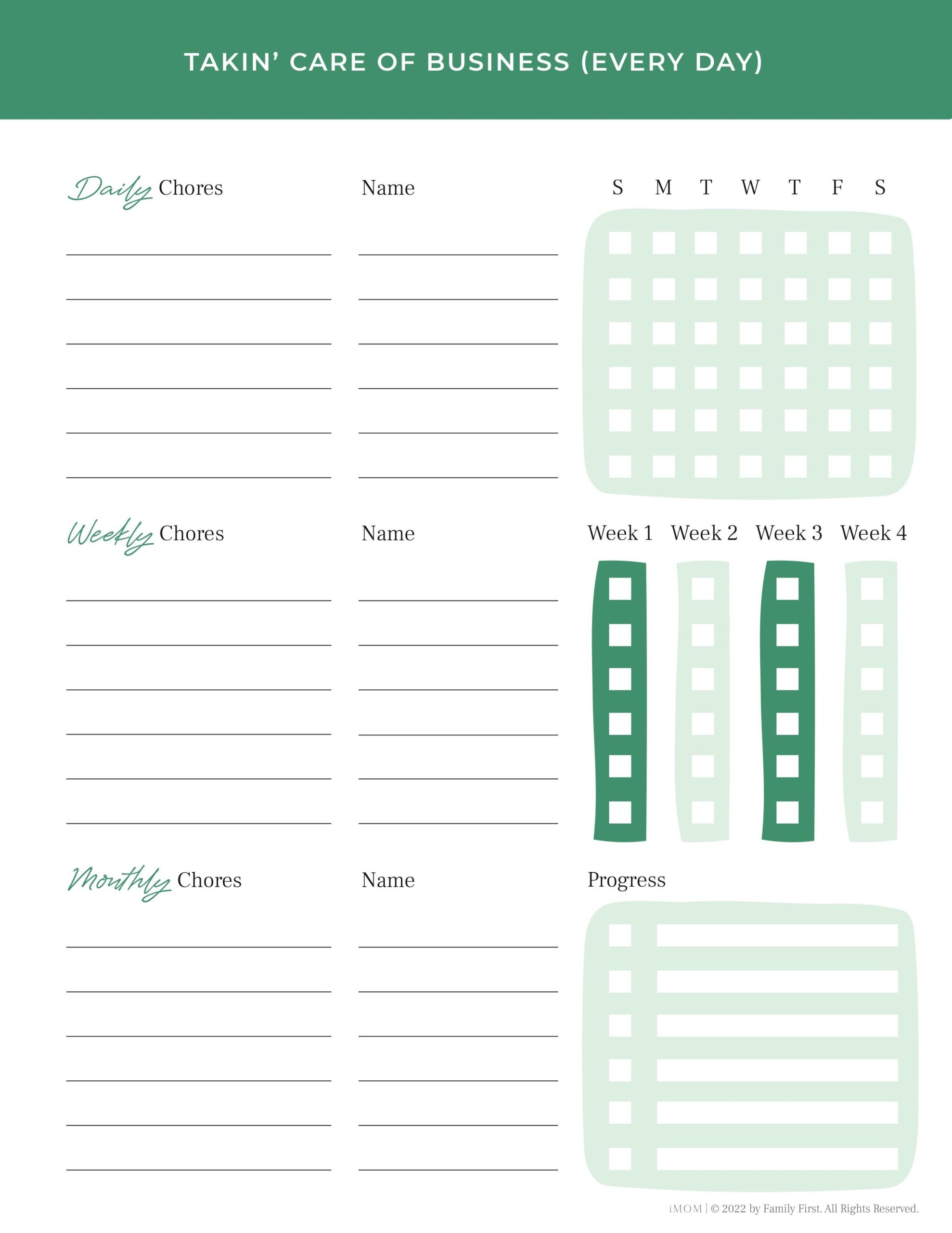 Daily Chore List Template