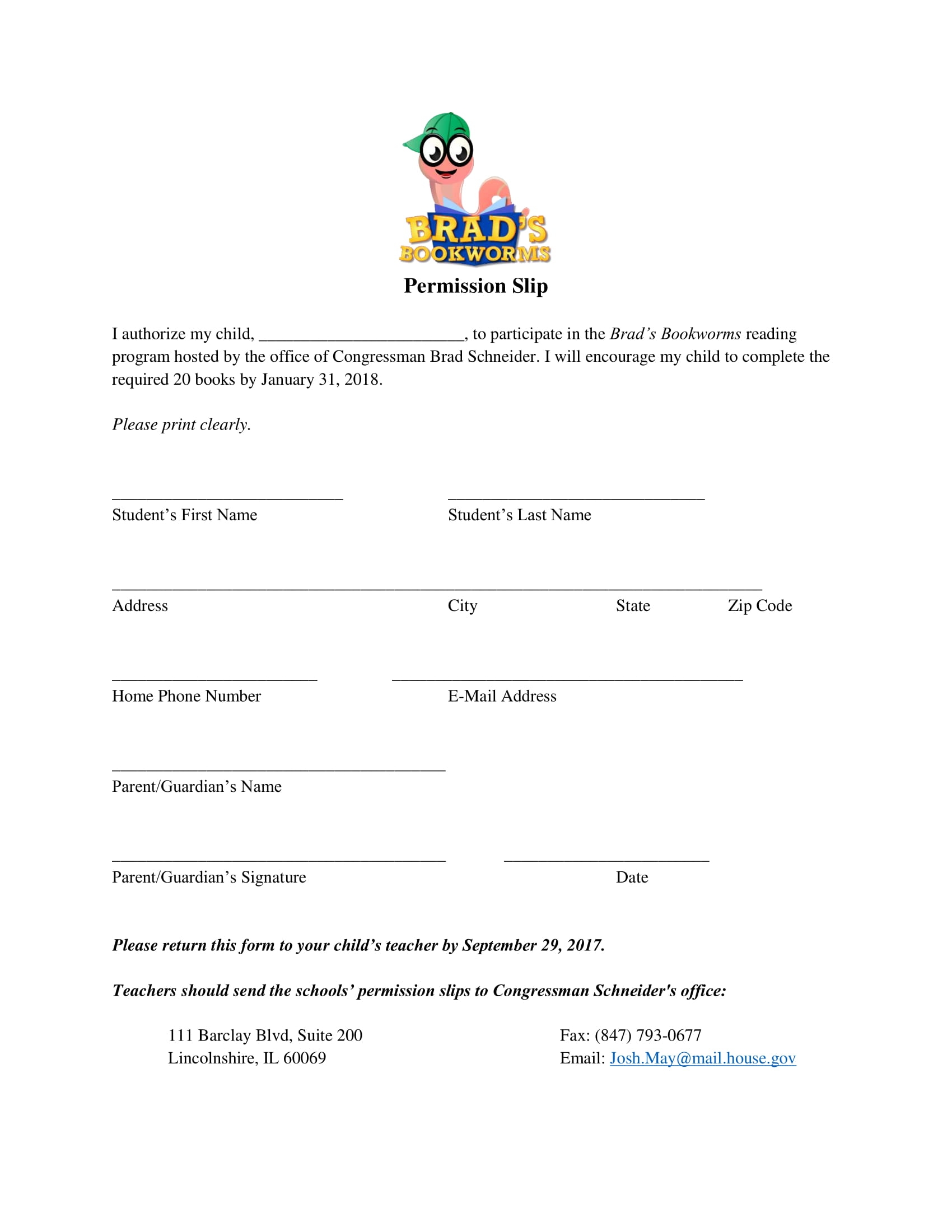 Club Permission Slip Template