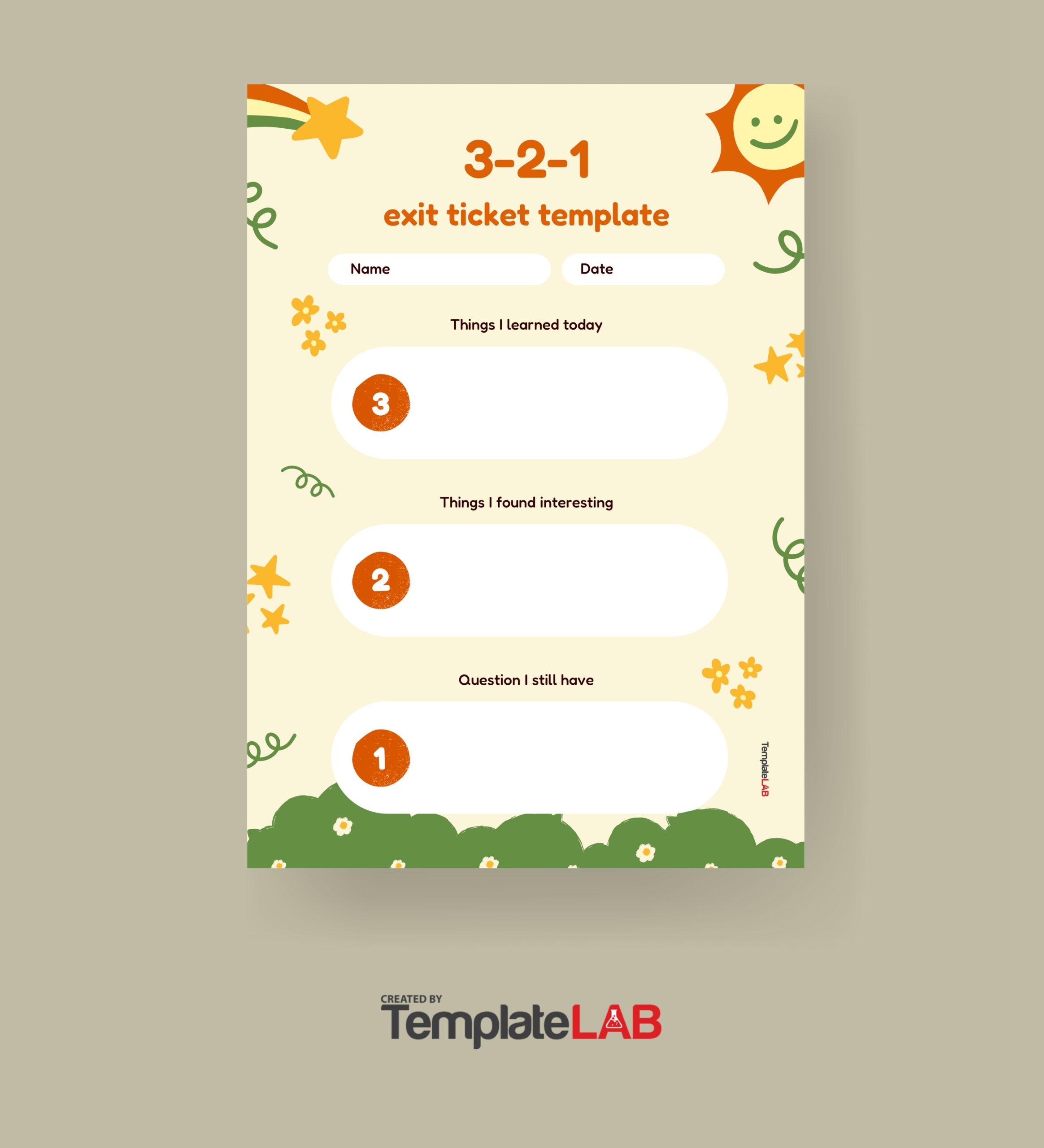 3 2 1 Exit Slip Template