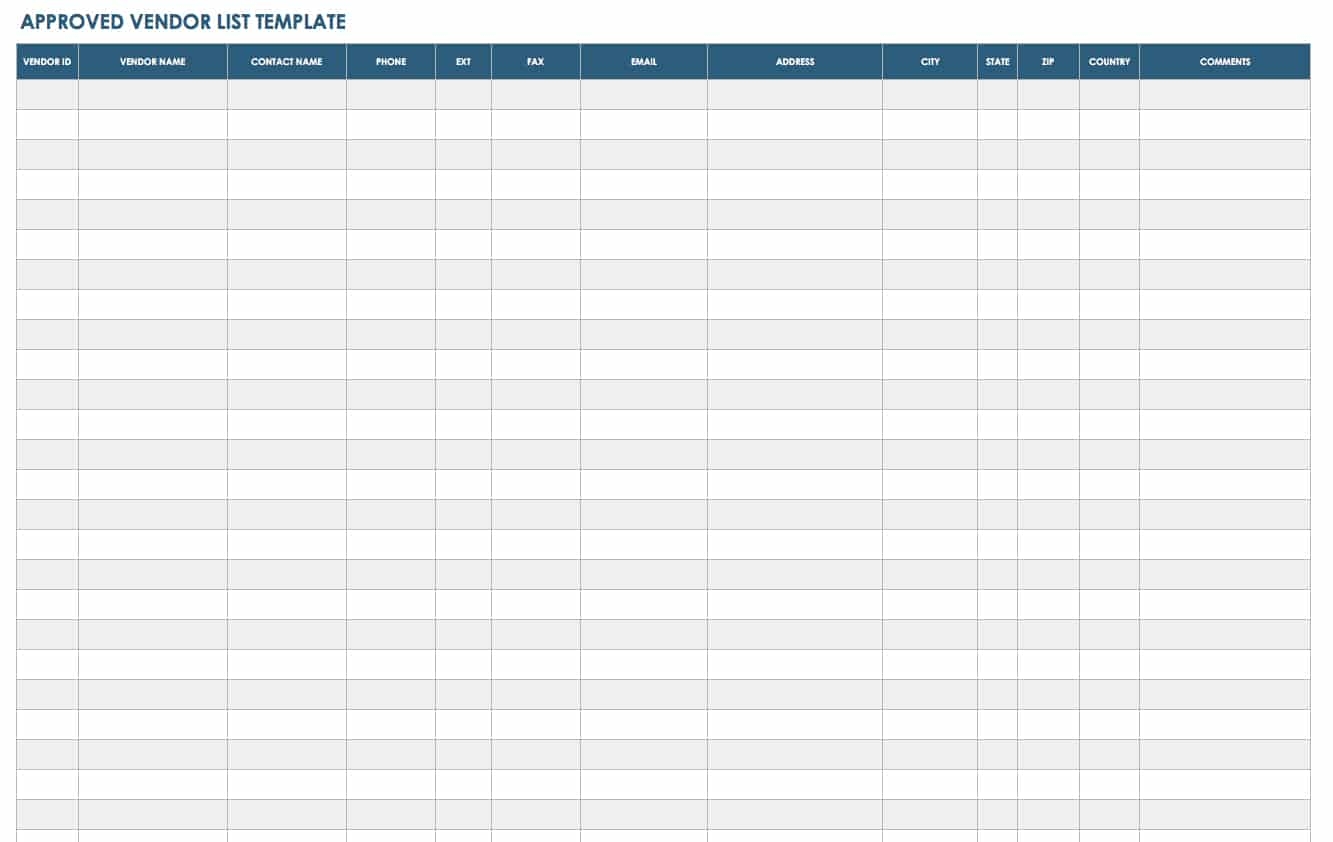 Preferred Supplier List Template