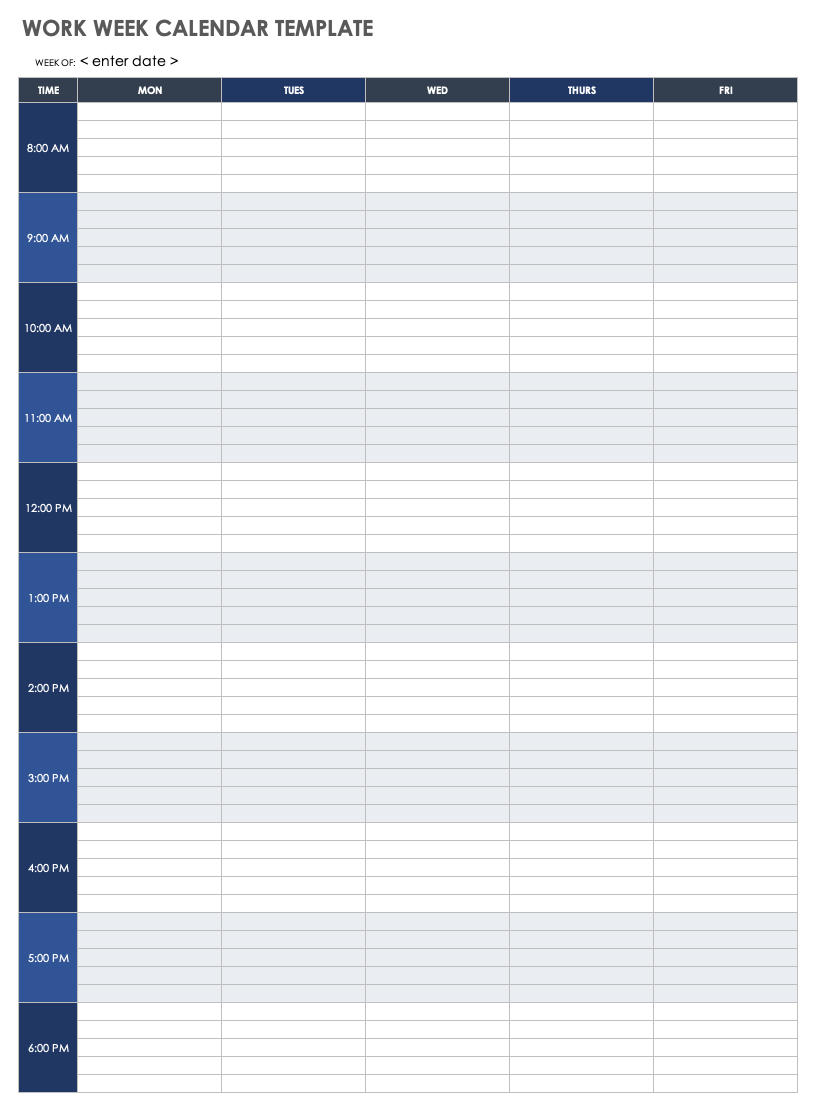 Weekly Calendar Template Printable Free