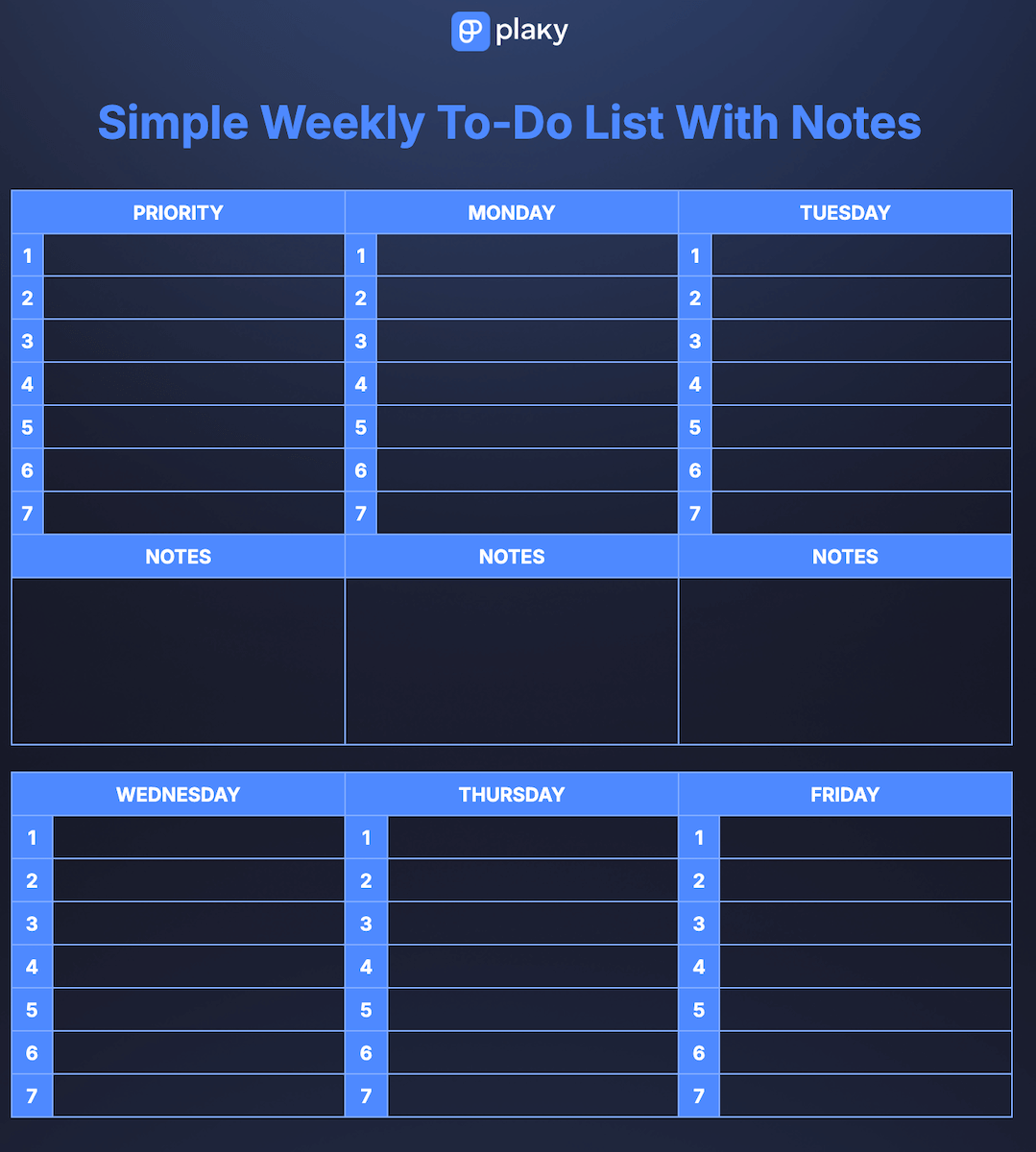 Tasks List Template