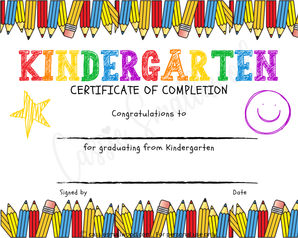 Downloadable Free Printable Kindergarten Certificate Templates