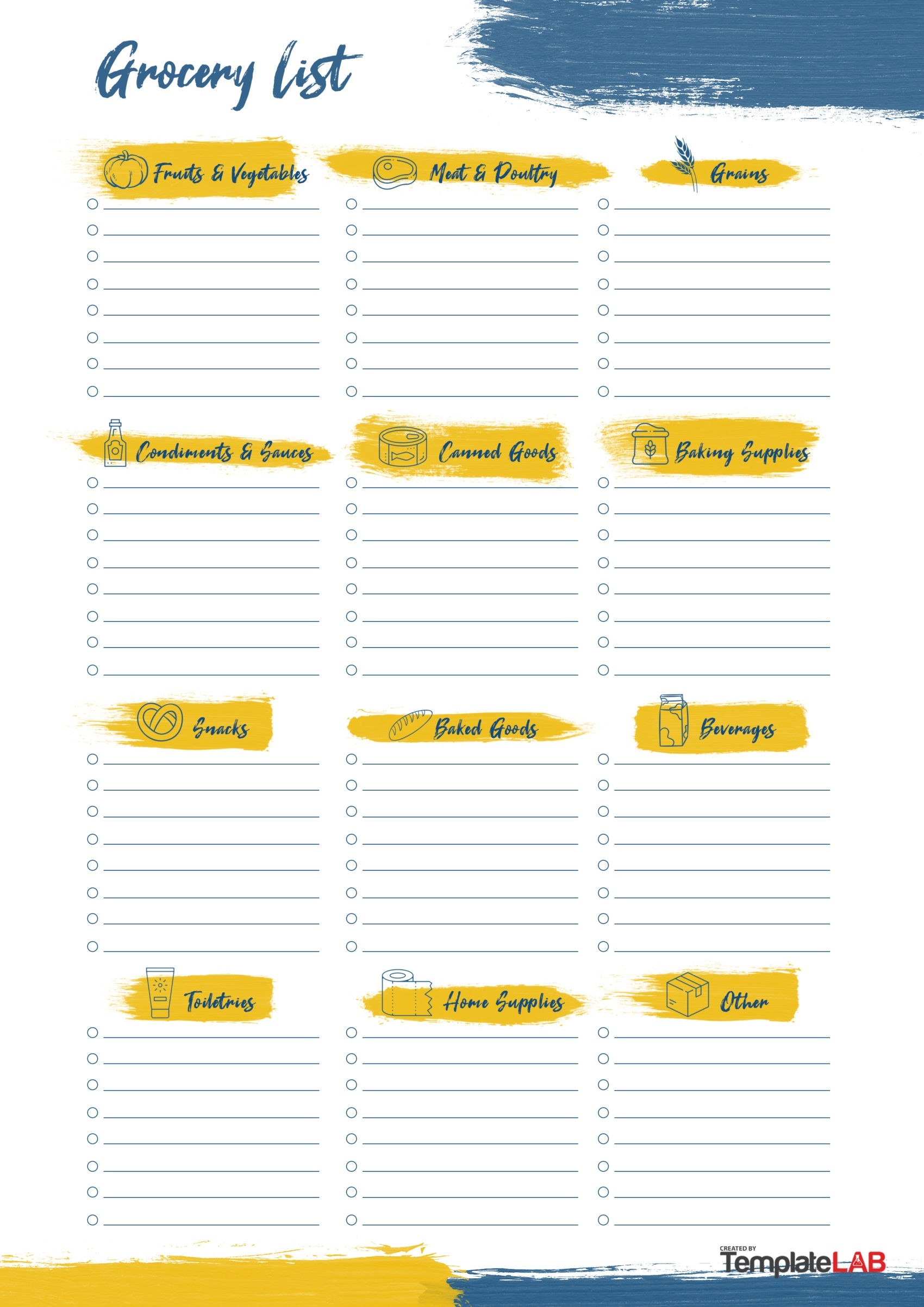 Customizable Grocery List Template