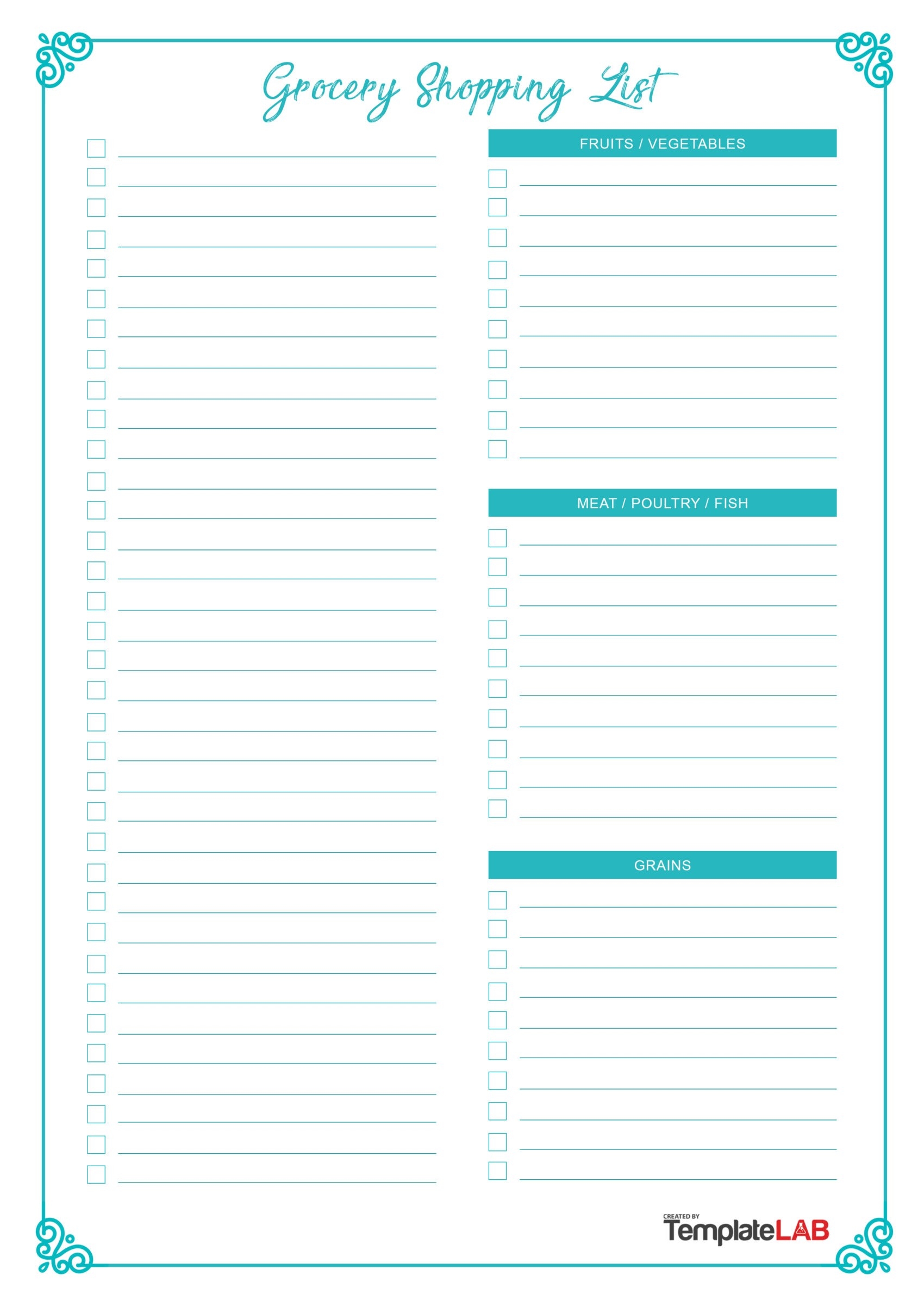 Shopping List Template Pdf