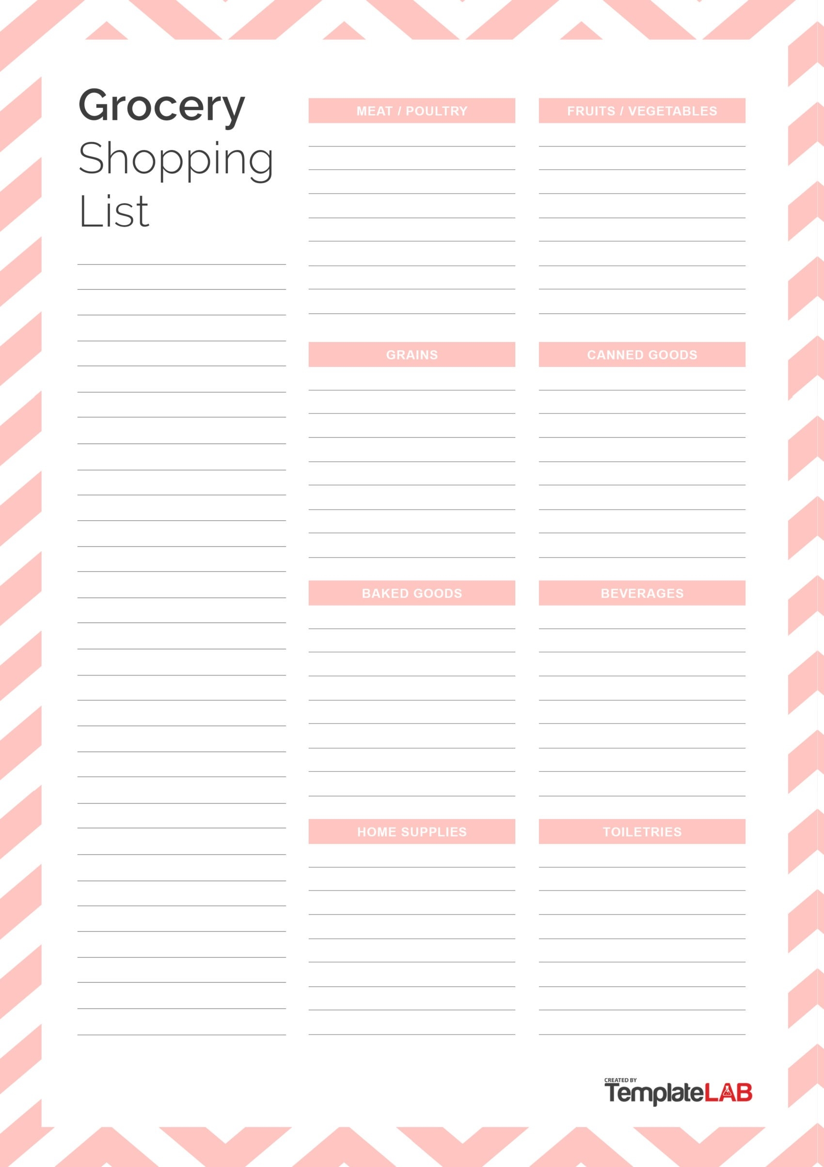 Food Shopping List Template