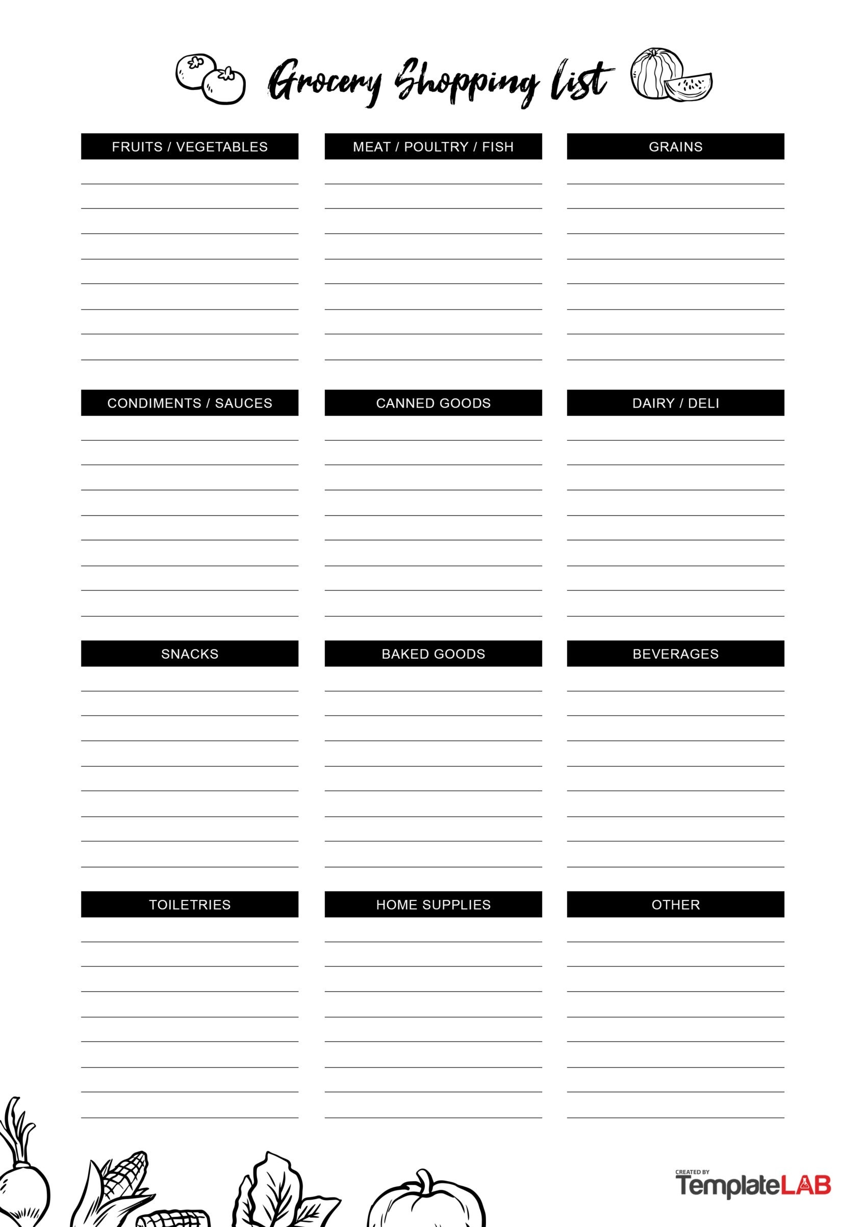 Grocery List Template Free Pdf