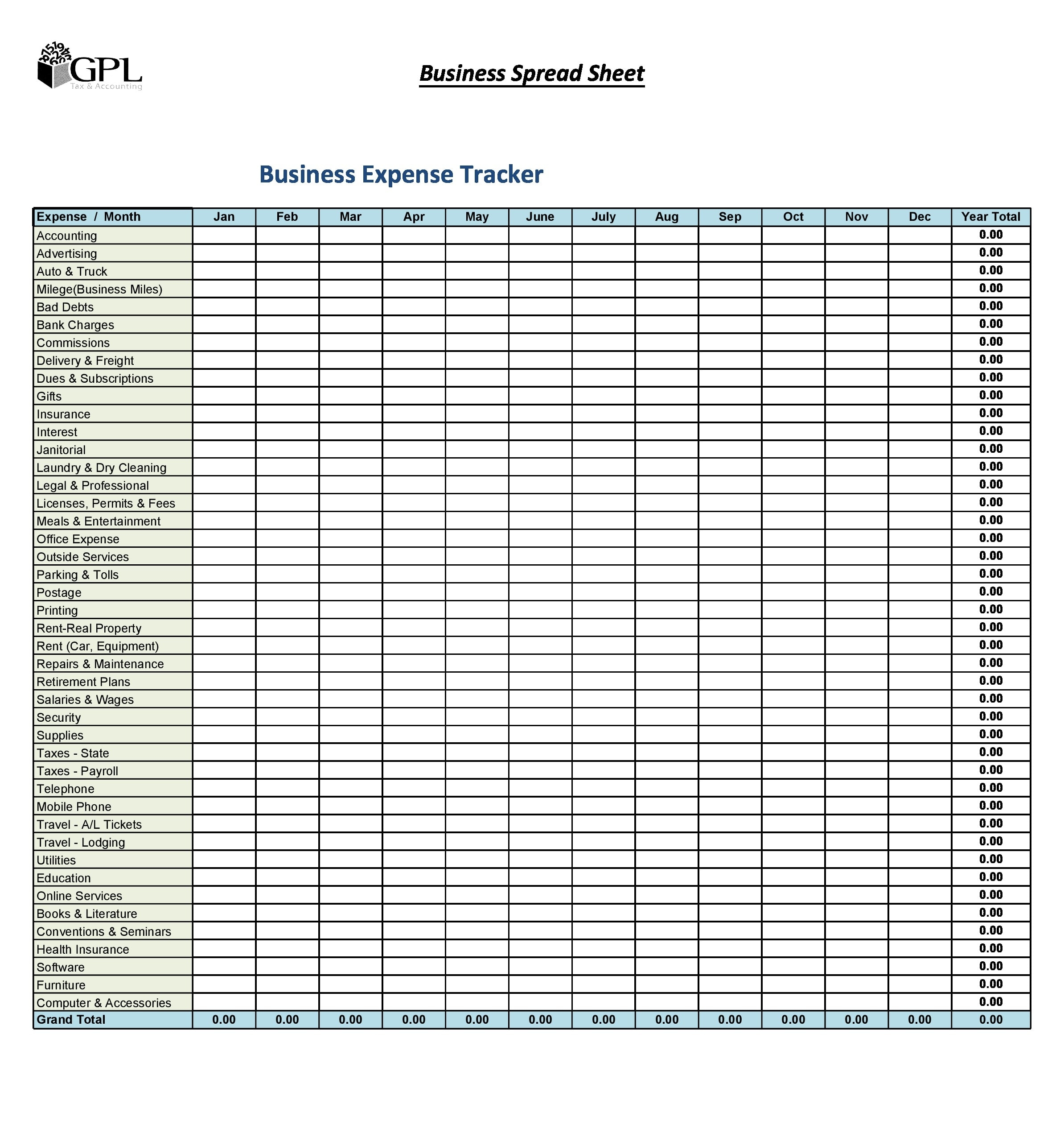 30 Best Business Expense Spreadsheets 100 Free TemplateArchive