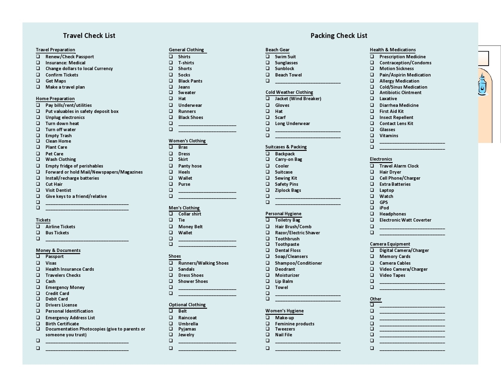 Packing List Pdf Template