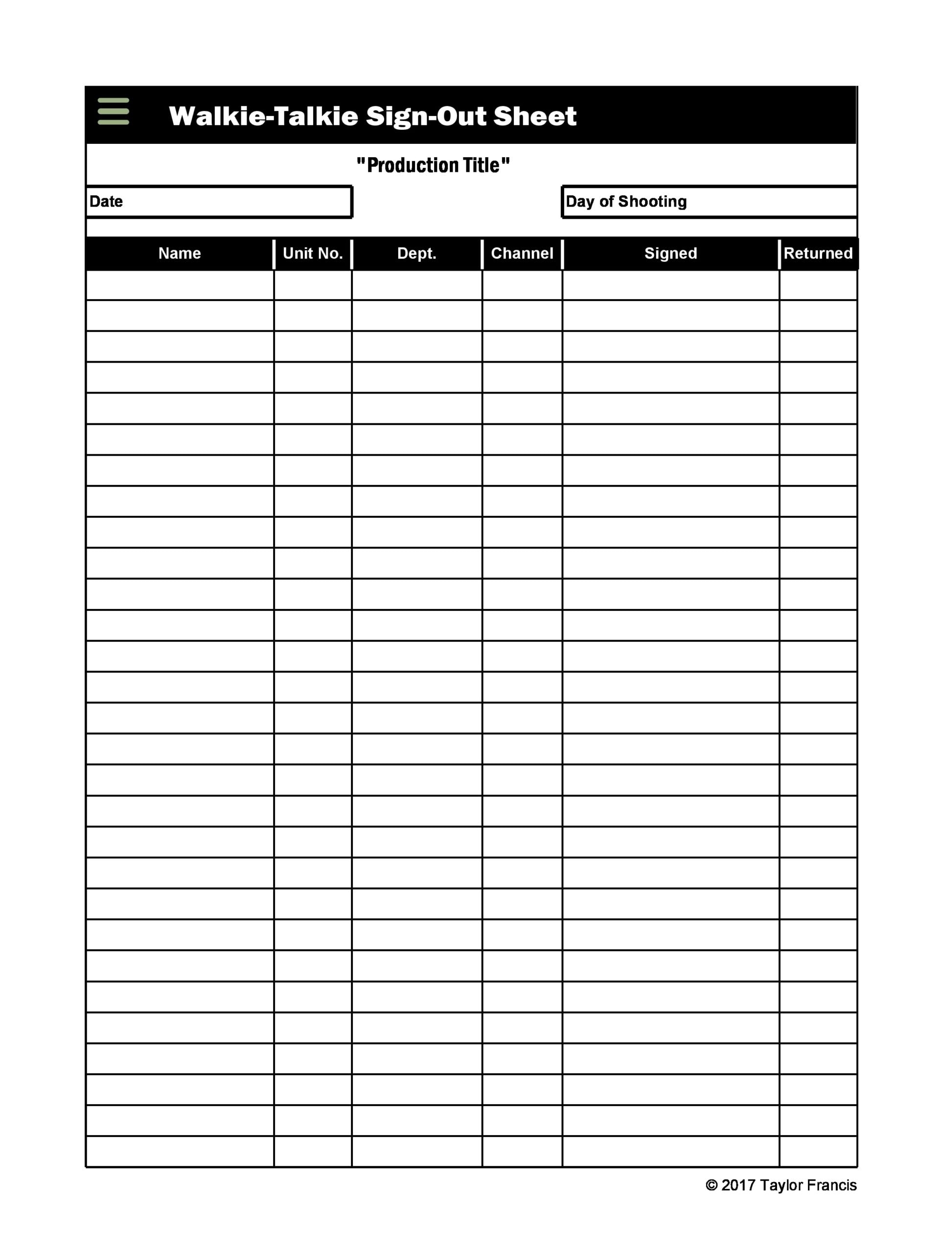 Sign In List Template