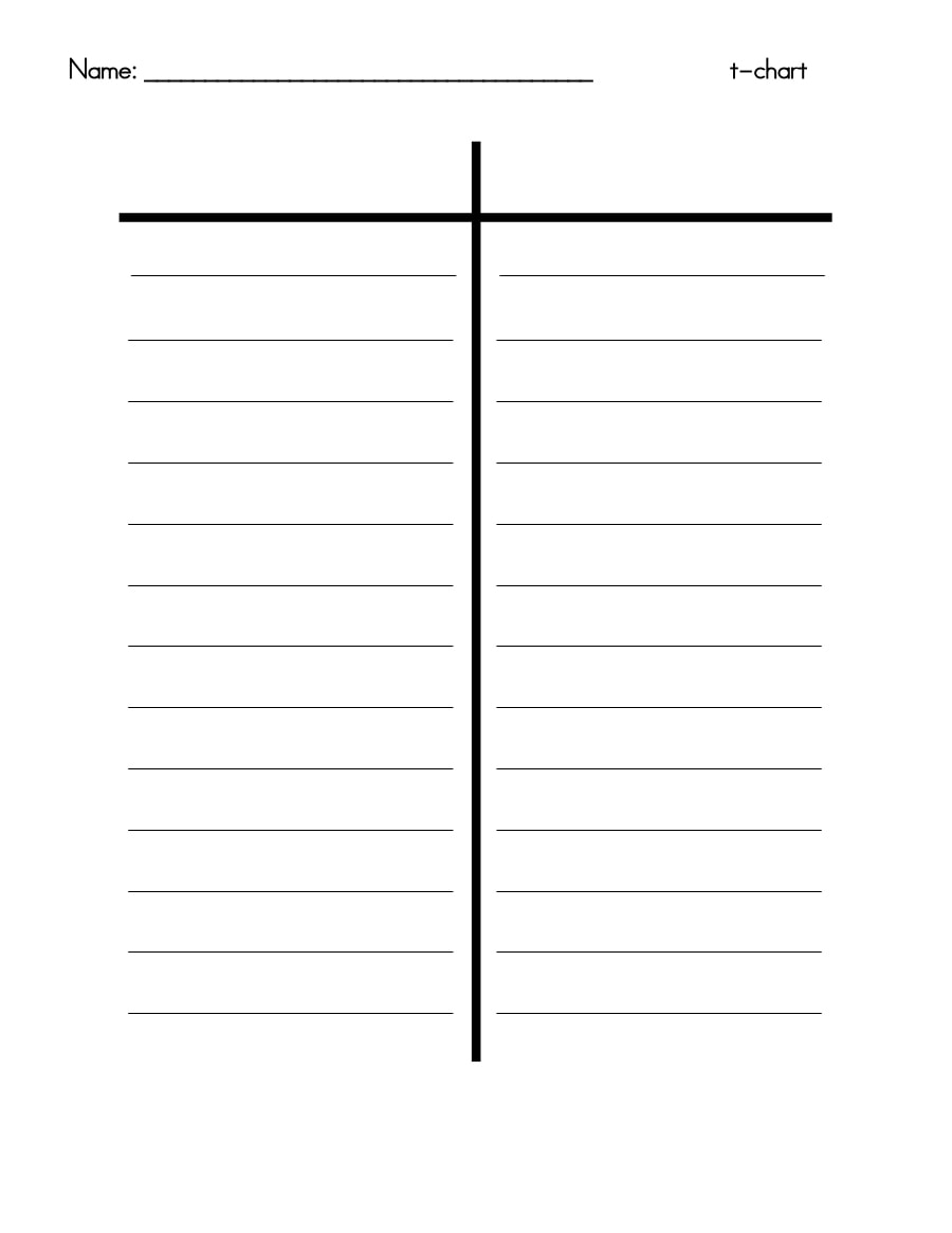 T Chart Template Free Download