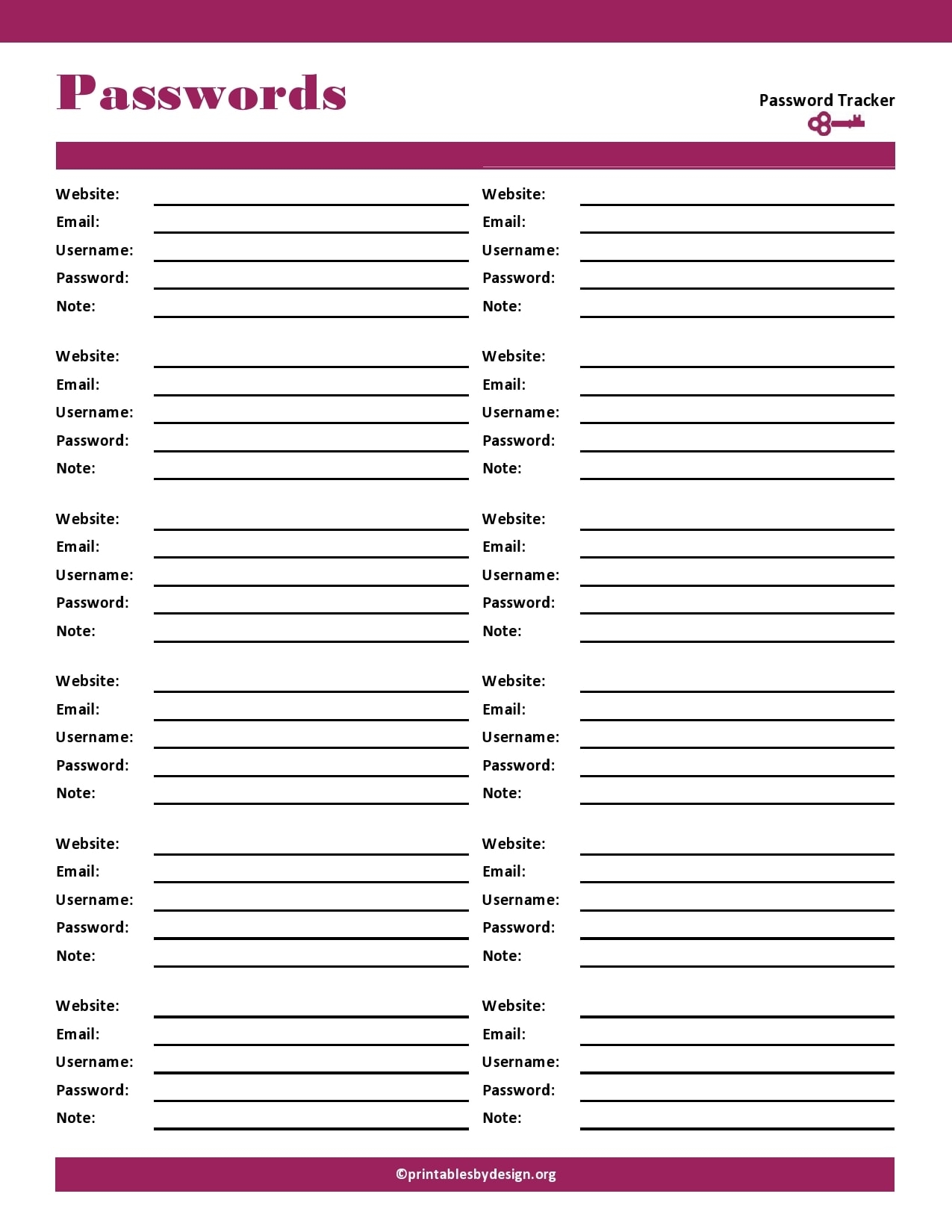 Password List Template