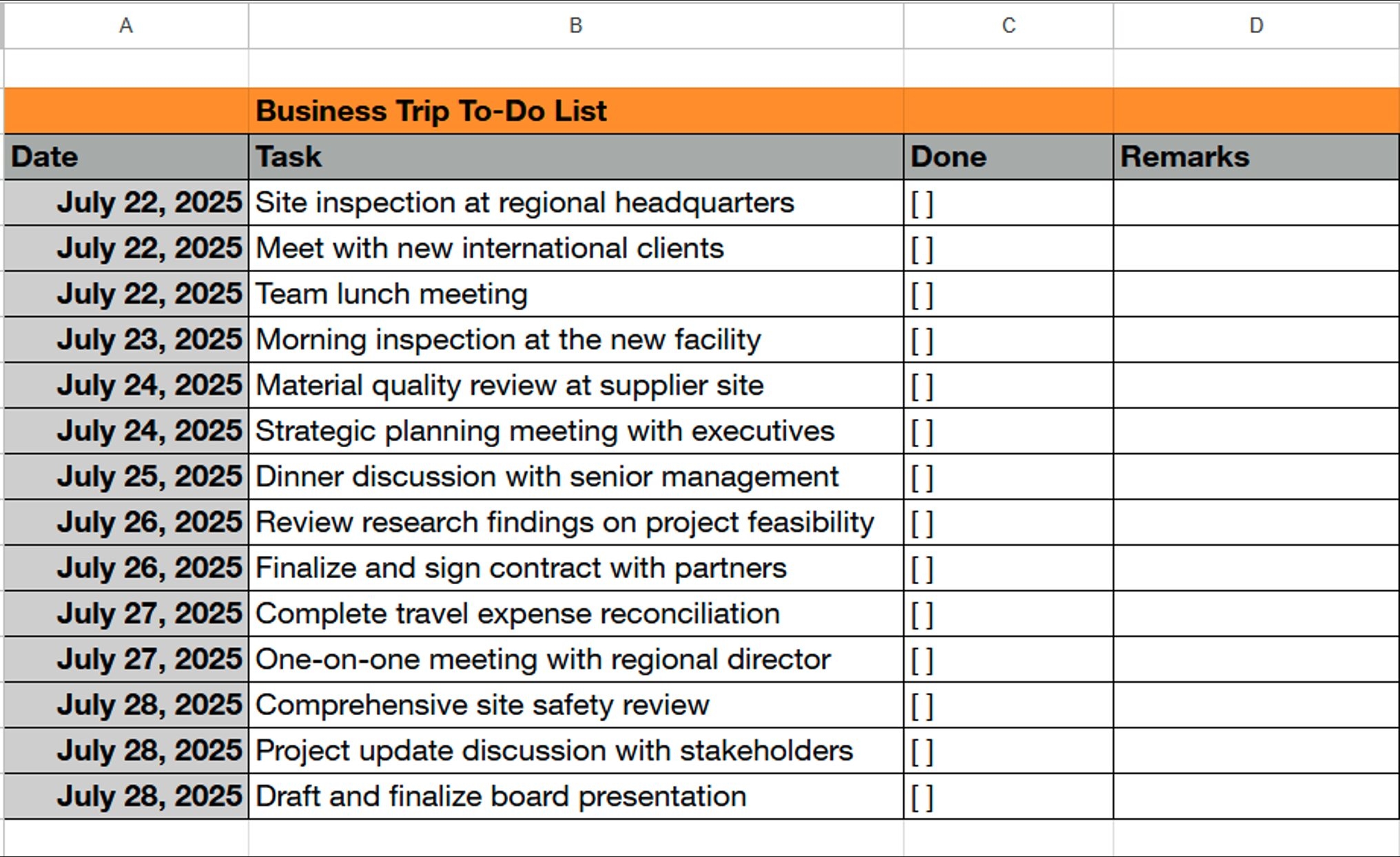 Business To Do List Template
