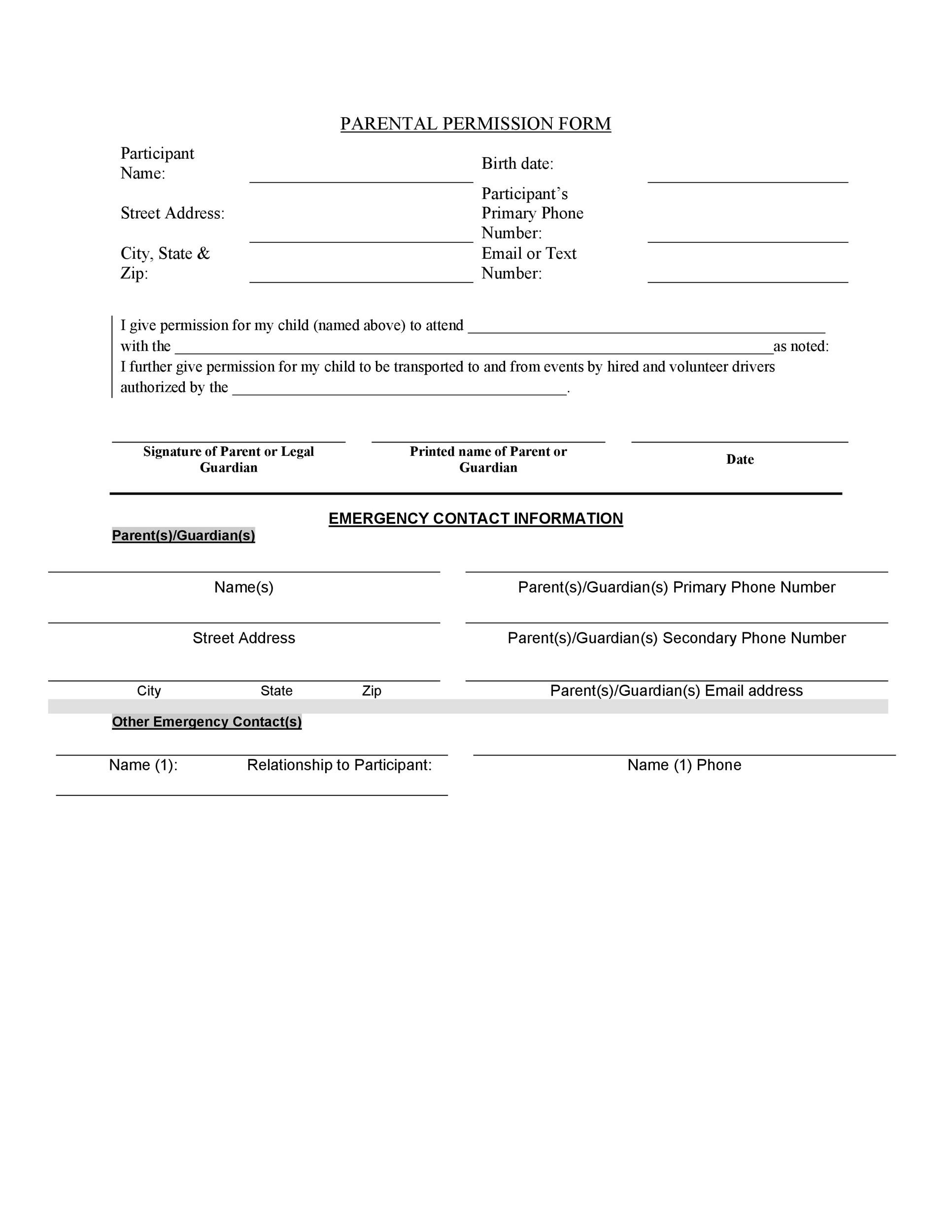 Field Trip Permission Slip Template Word
