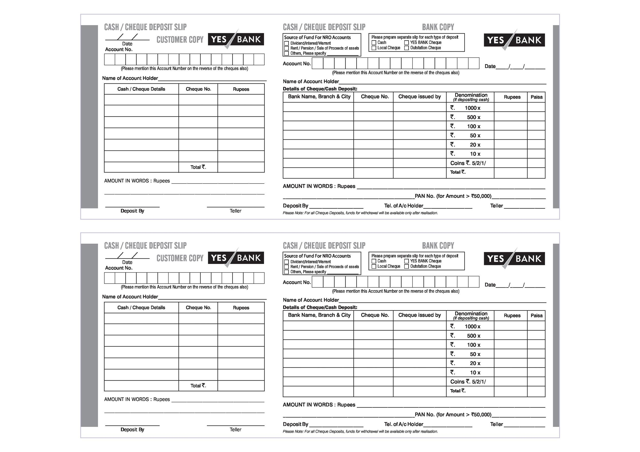 Checking Deposit Slip Template