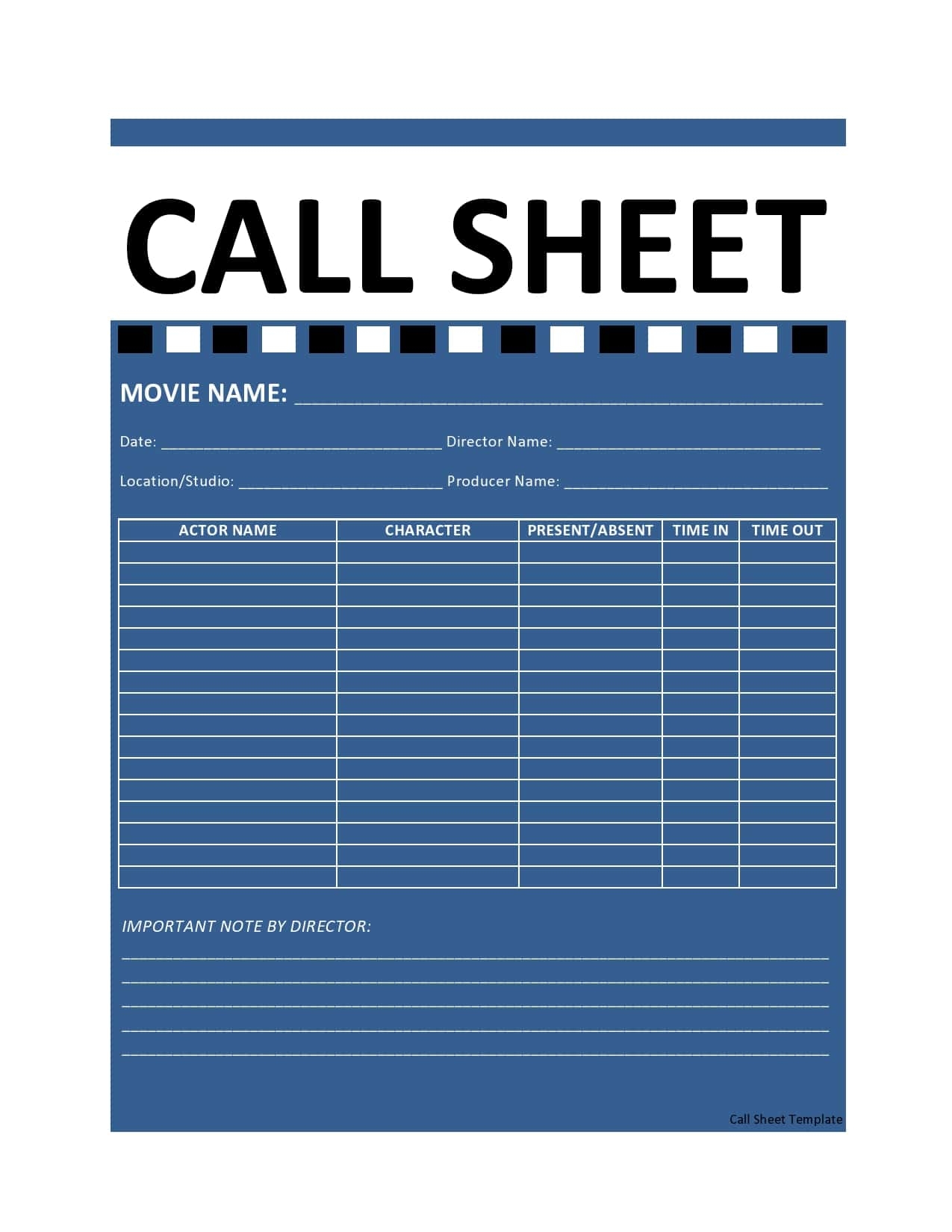 Production Crew List Template