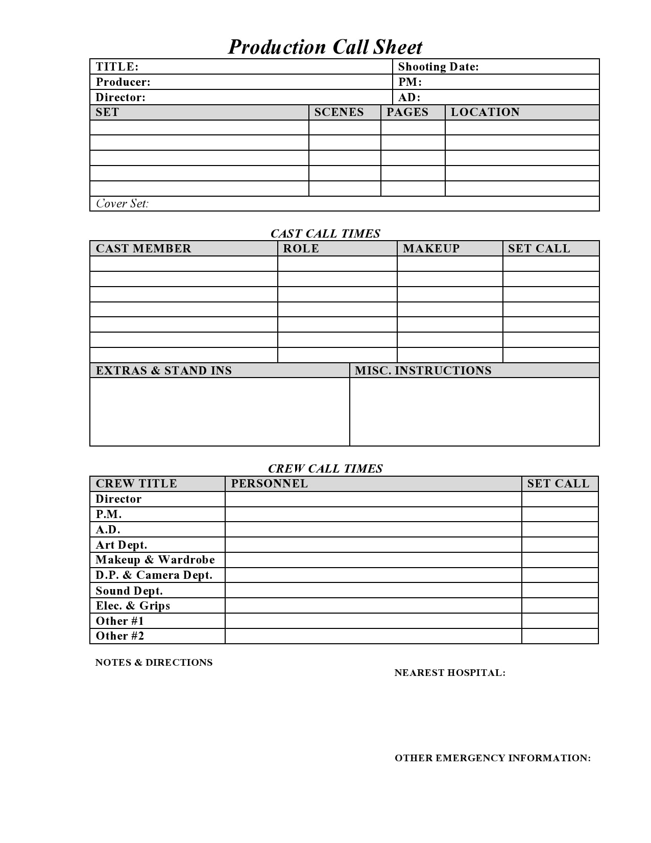 39 Simple Call Sheet Templates FREE TemplateArchive