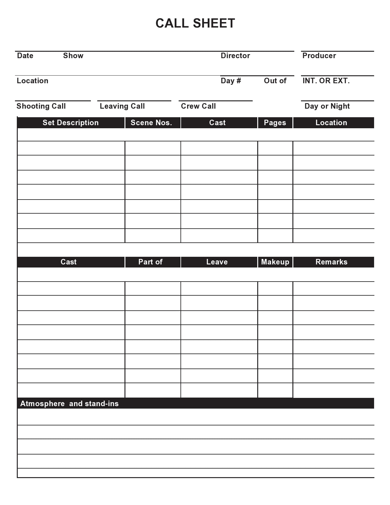 Cast List Template