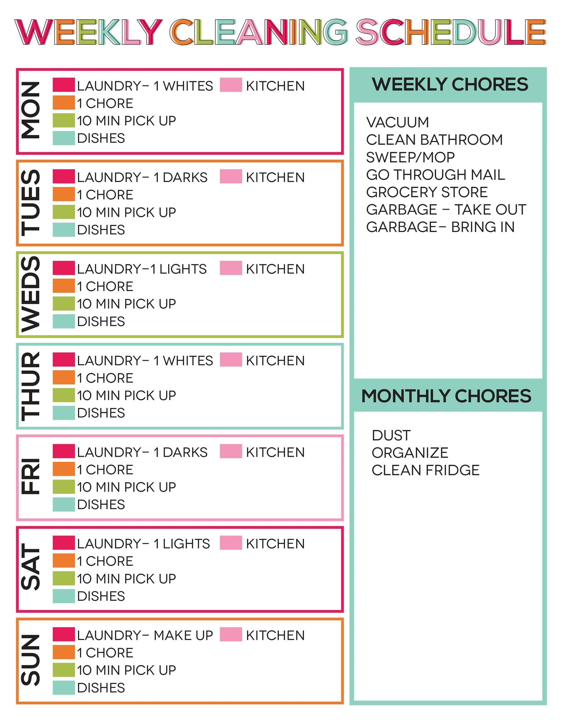 House Chore List Template