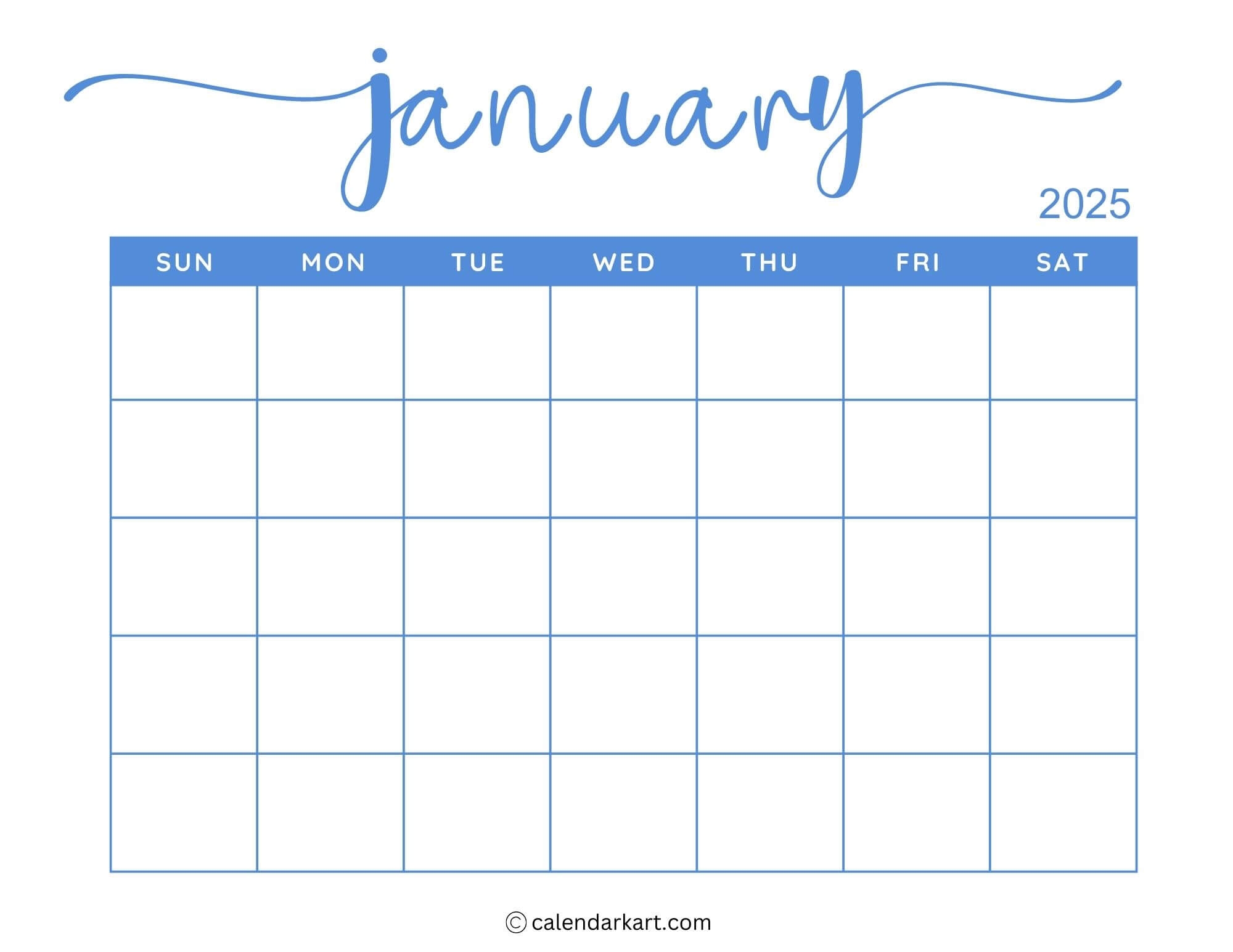 Printable Blank January Calendar