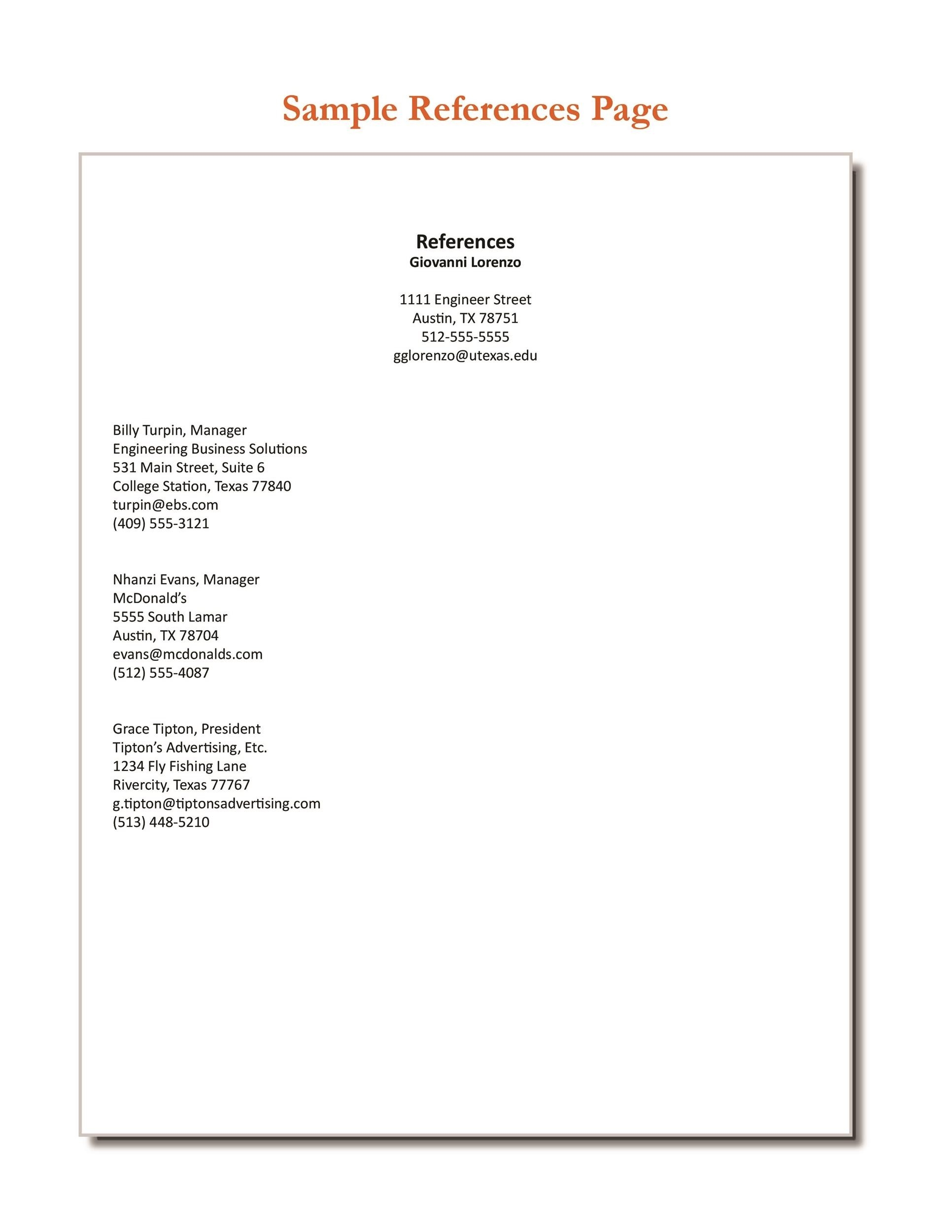 40 Professional Reference Page Sheet Templates TemplateLab