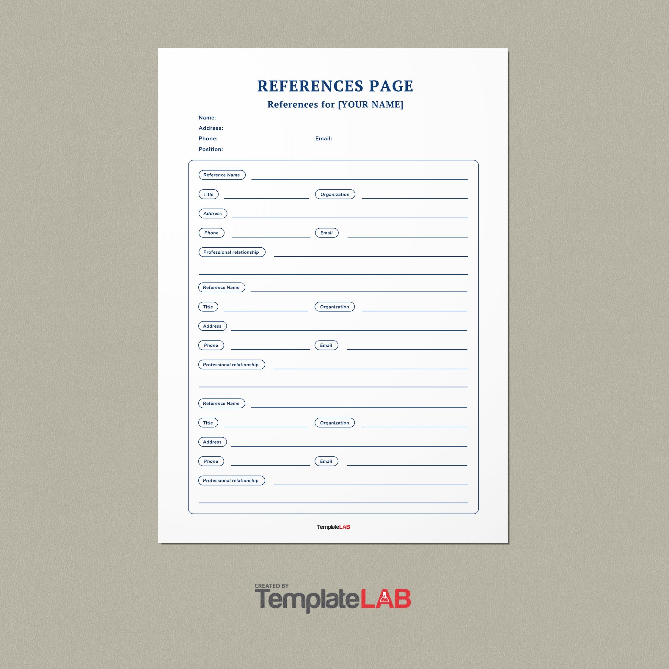 List Of References Template Word