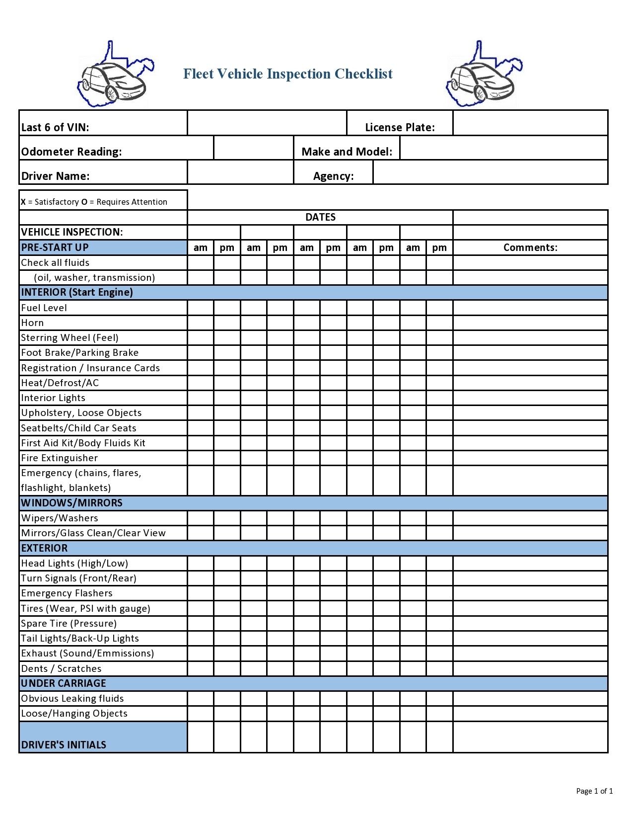 45 Best Vehicle Checklists Inspection U0026 Maintenance TemplateLab