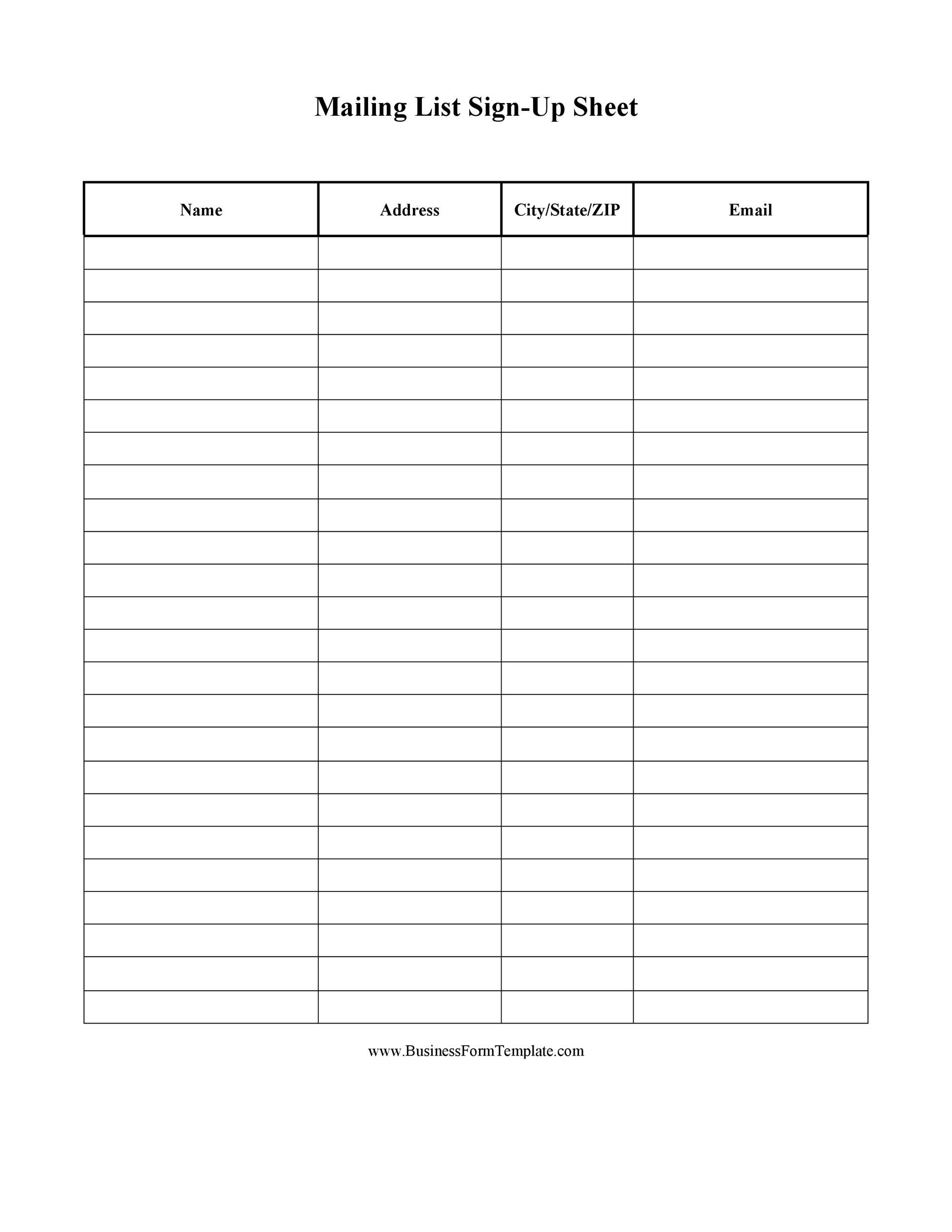 Phone Number List Template