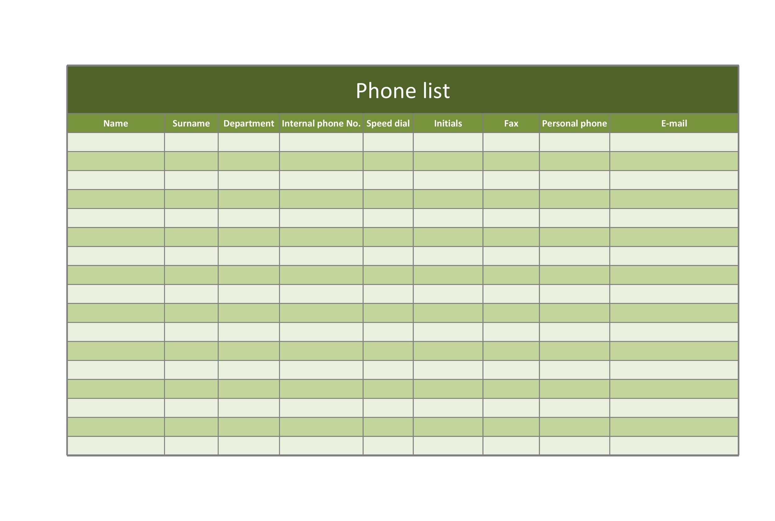 48 Phone U0026 Email Contact List Templates Word Excel PDF 