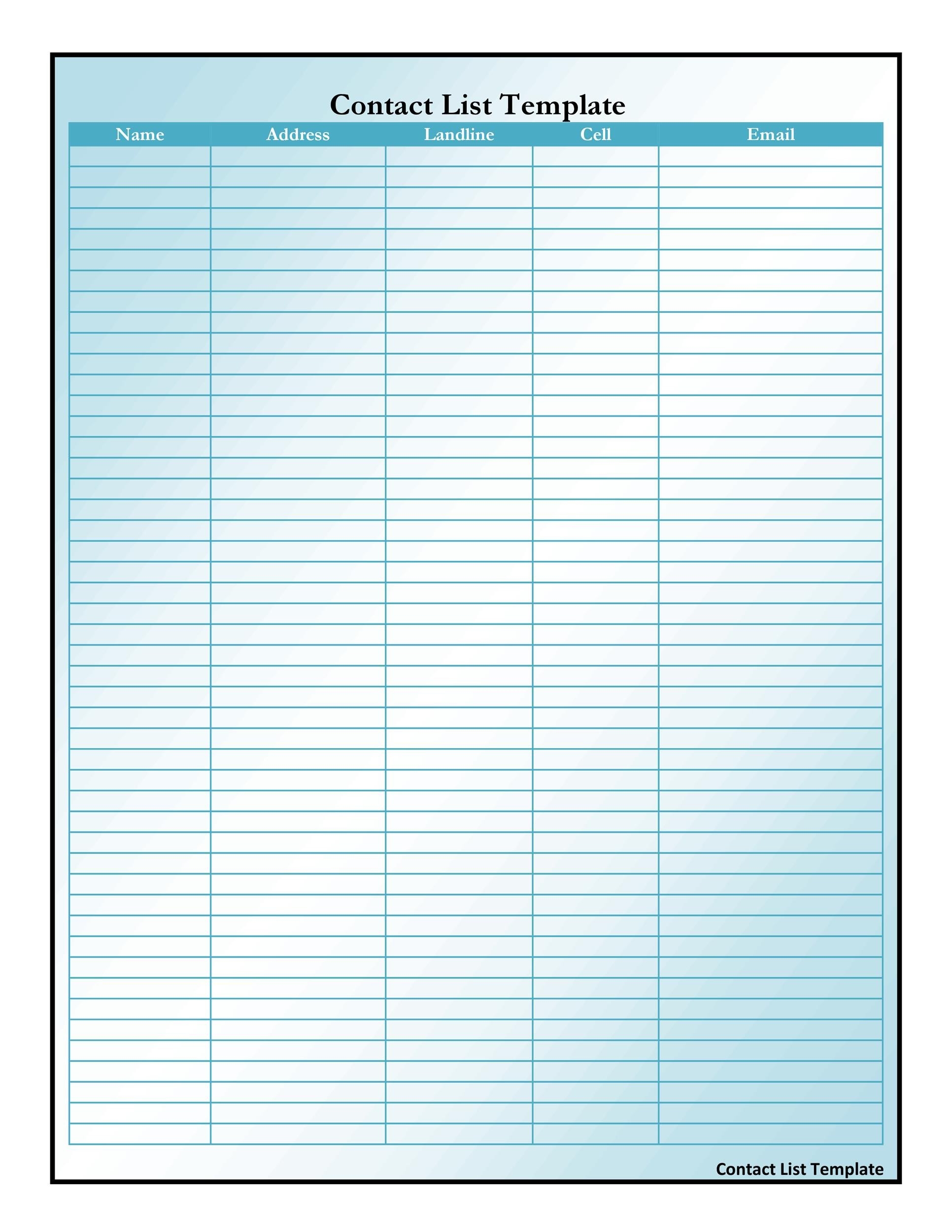 48 Phone U0026 Email Contact List Templates Word Excel PDF 