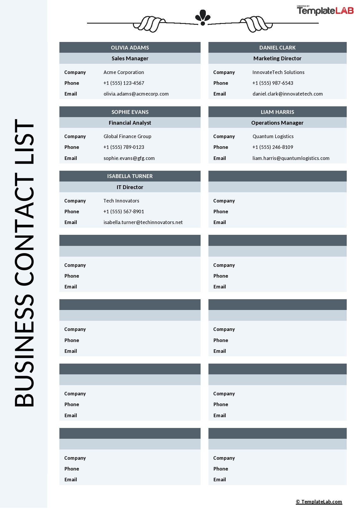 48 Phone U0026 Email Contact List Templates Word Excel PDF 