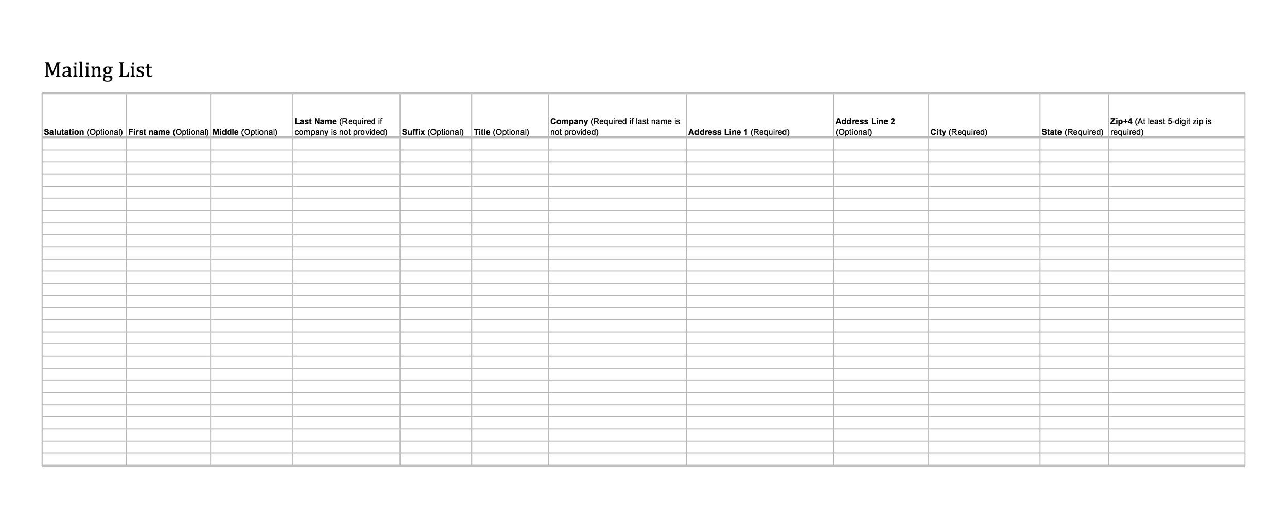 Corporate Contact List Template
