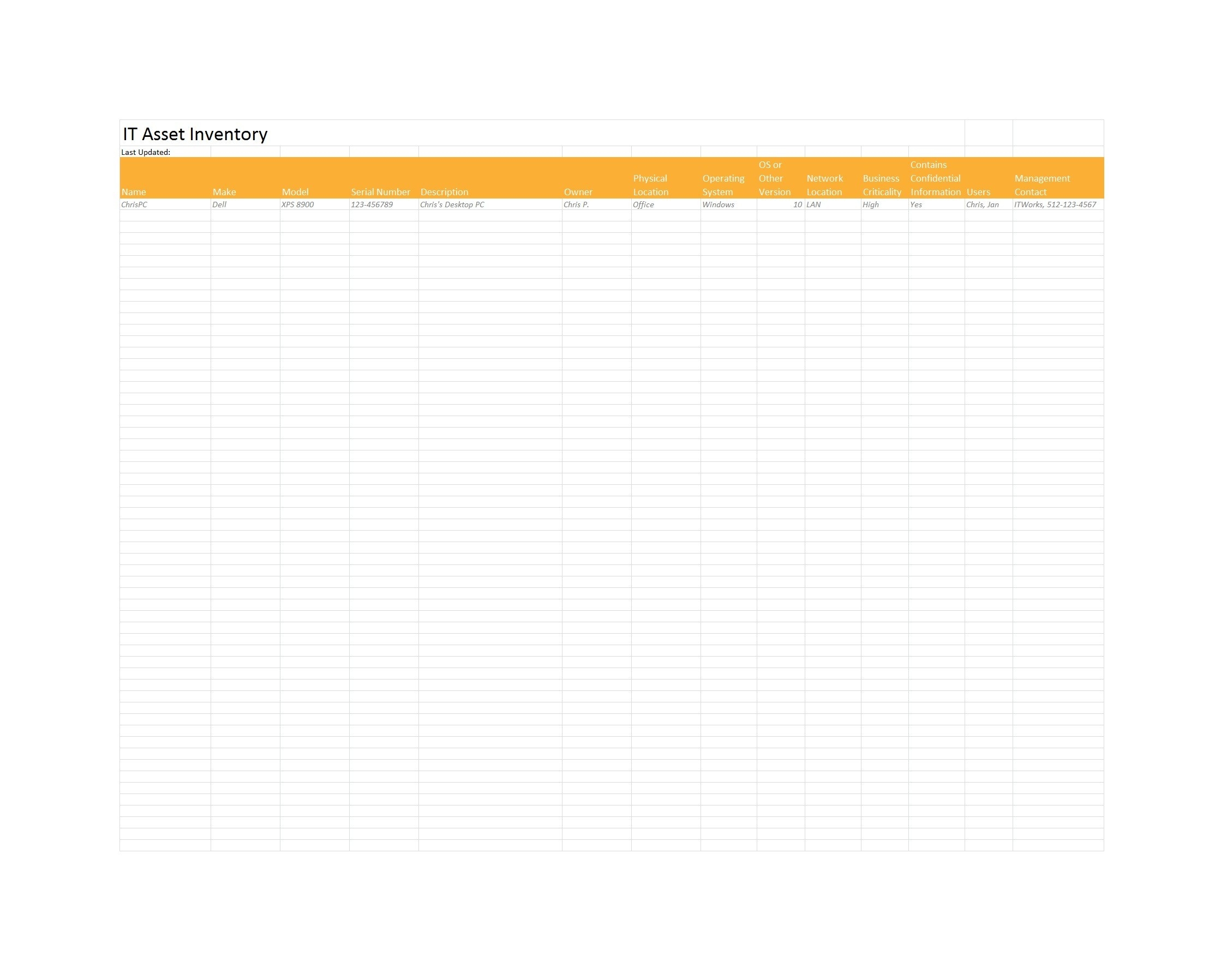 Asset List Template