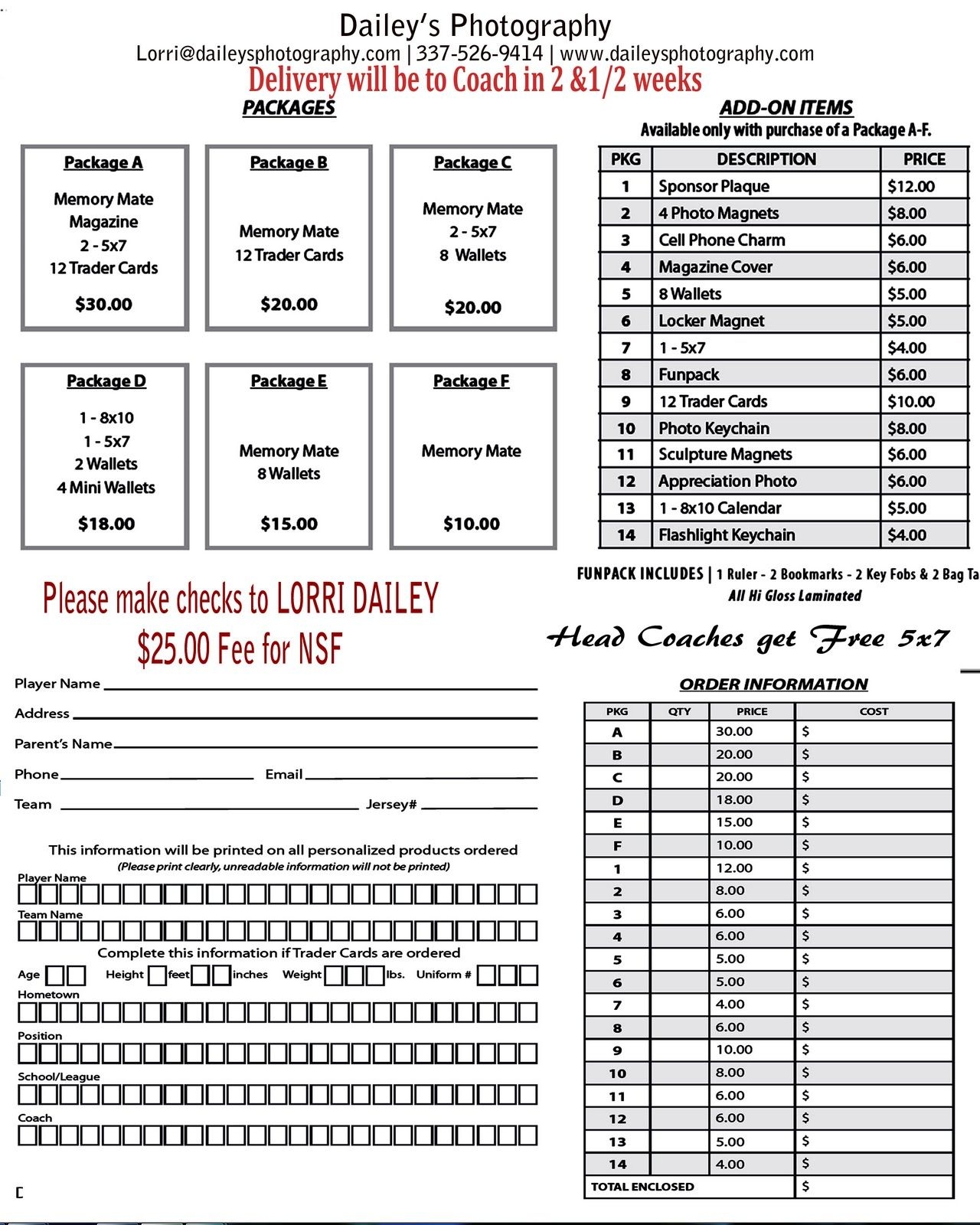 7 SPORTS PHOTOGRAPHY PRICE SHEET Ideas Sports Photography Photography Order Form Order Form Template