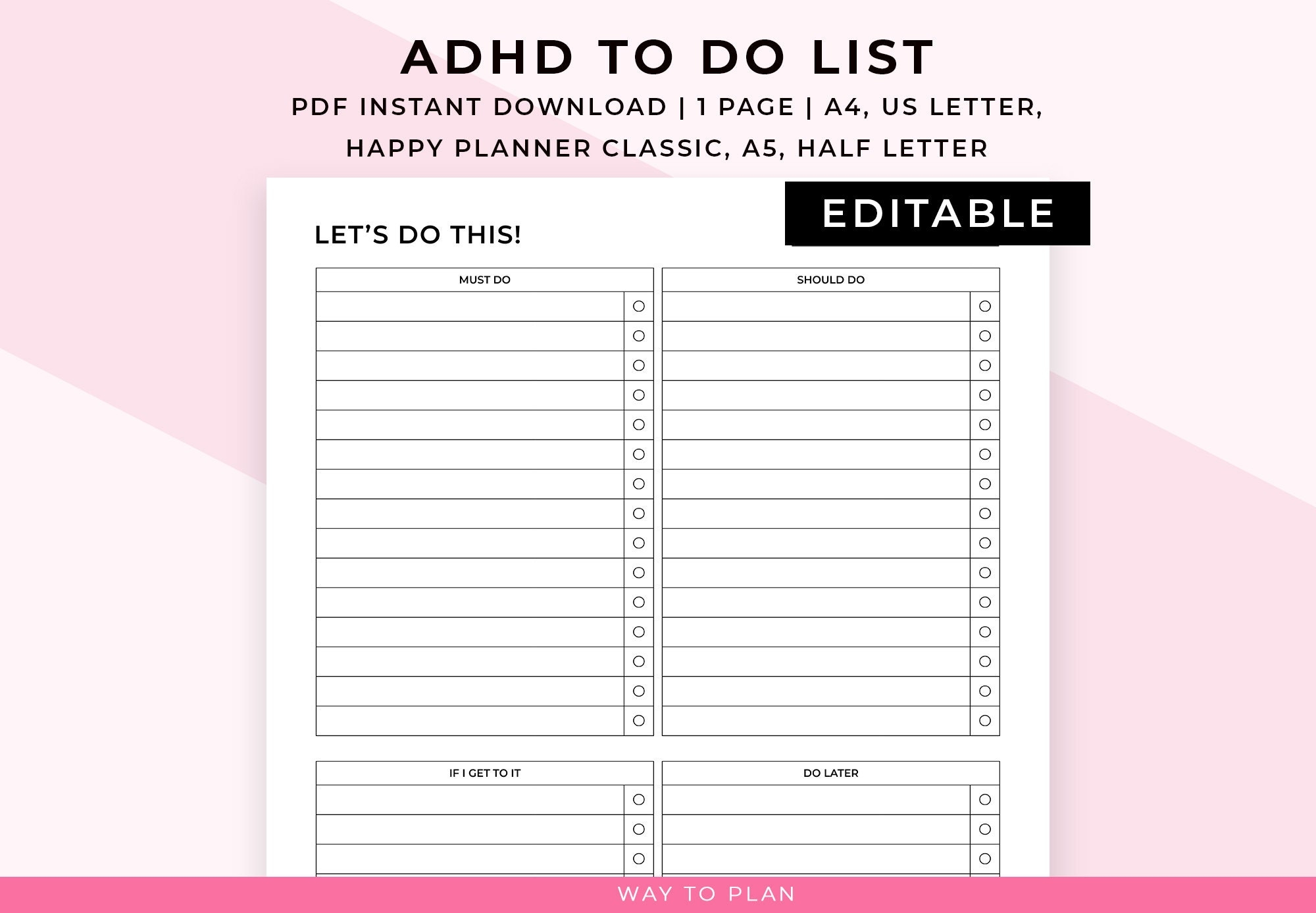 ADHD To Do List Printable To Categorize And Prioritize Your To dos 