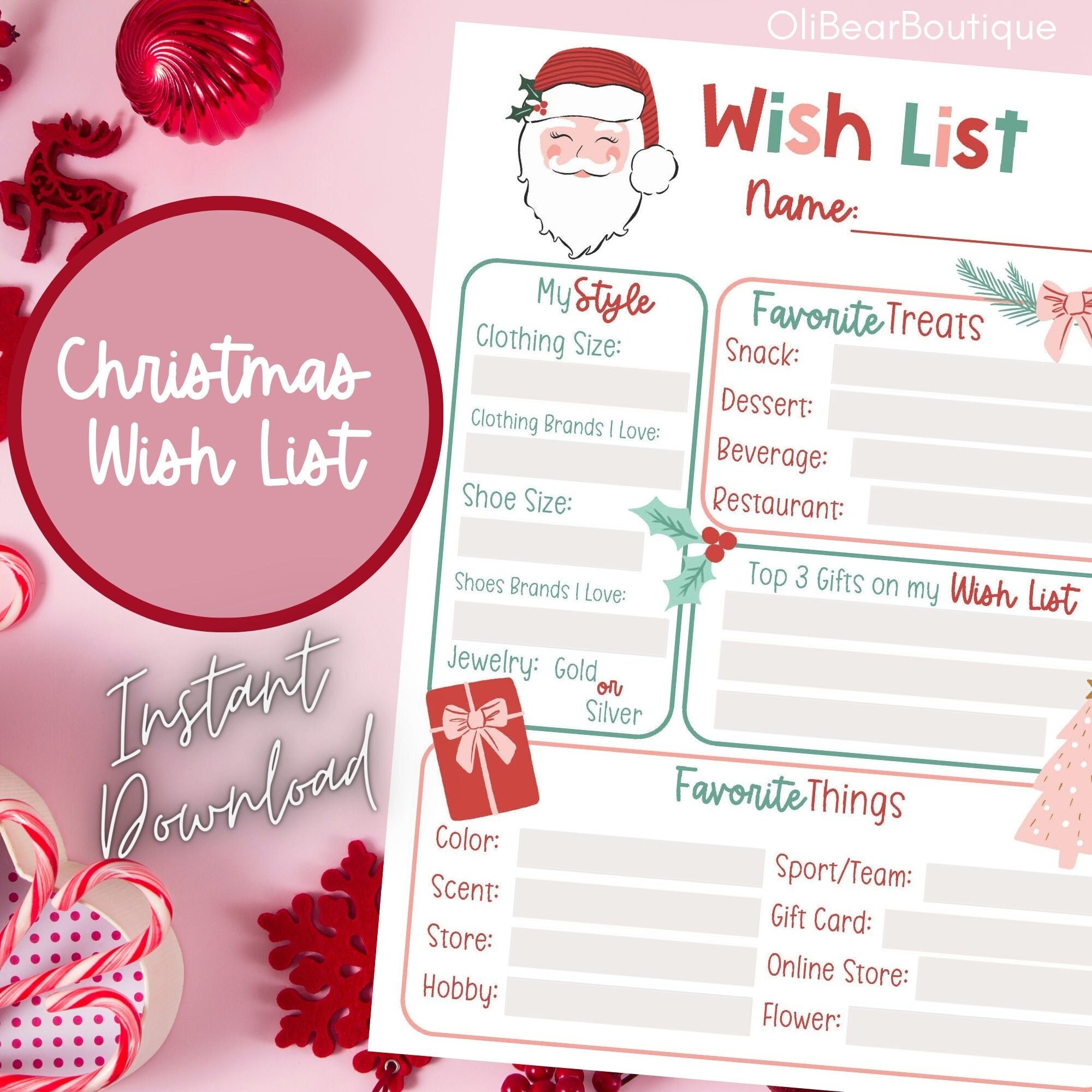 Christmas Wish List Template For Adults