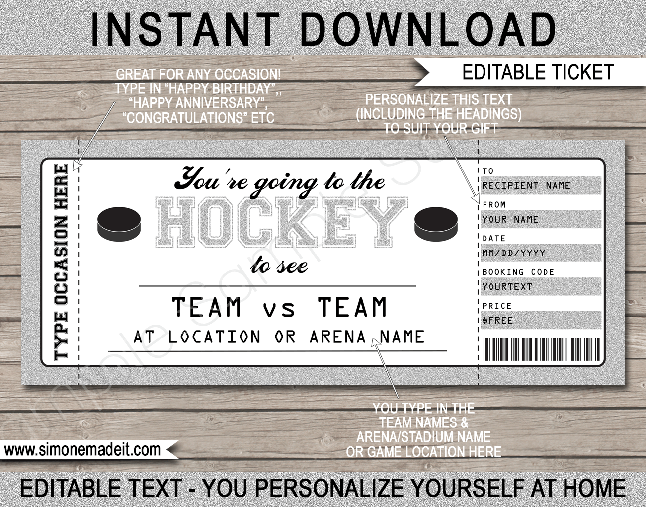 Hockey Game Coupon Template Printable Free
