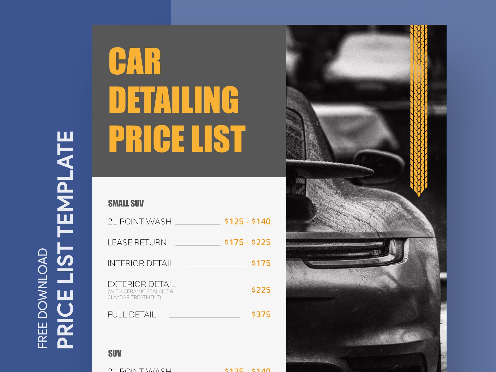 Auto Detailing Price List Template