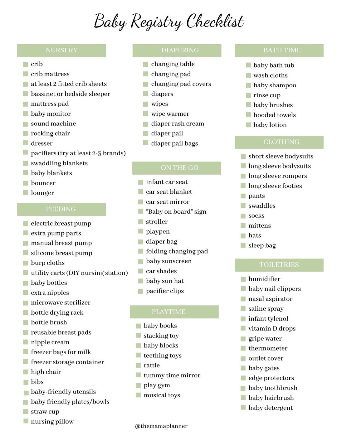 Baby Registry Checklist Baby Shower Gift Tracker Thank You Card Reminder Etsy