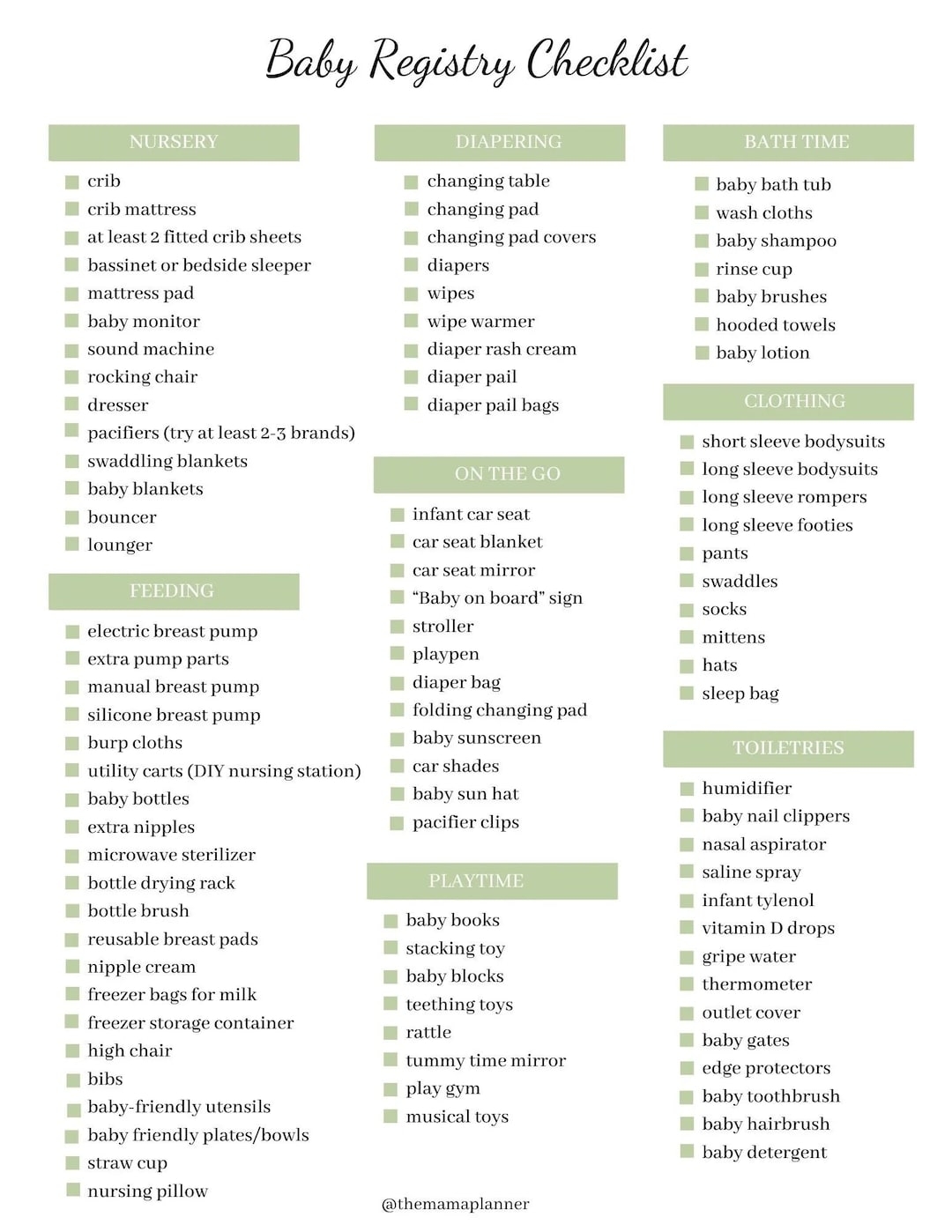 Baby Registry Checklist Baby Shower Gift Tracker Thank You Card Reminder Etsy