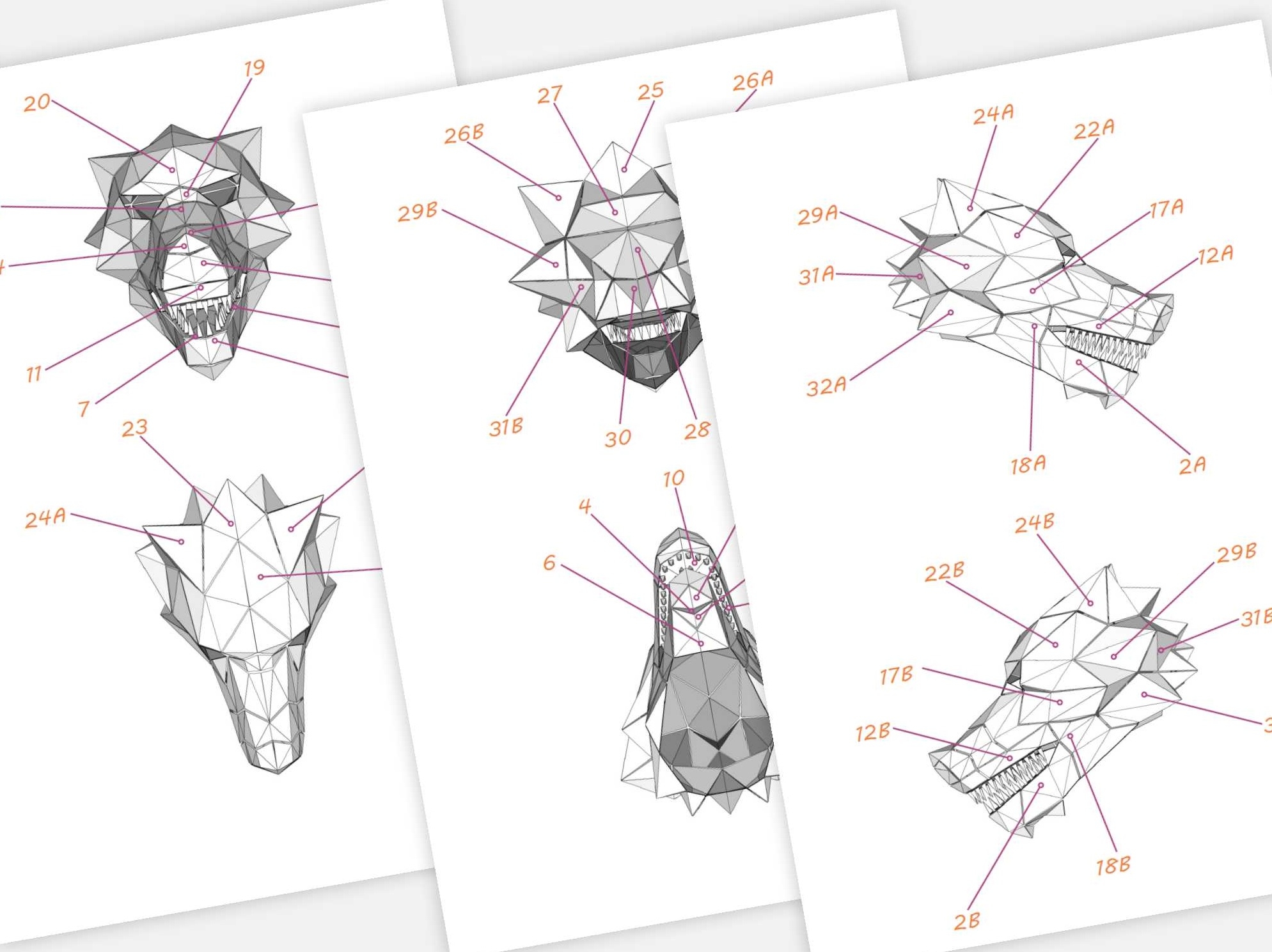 Bad Wolf Mask PDF Template With Beautiful Straight Teeth
