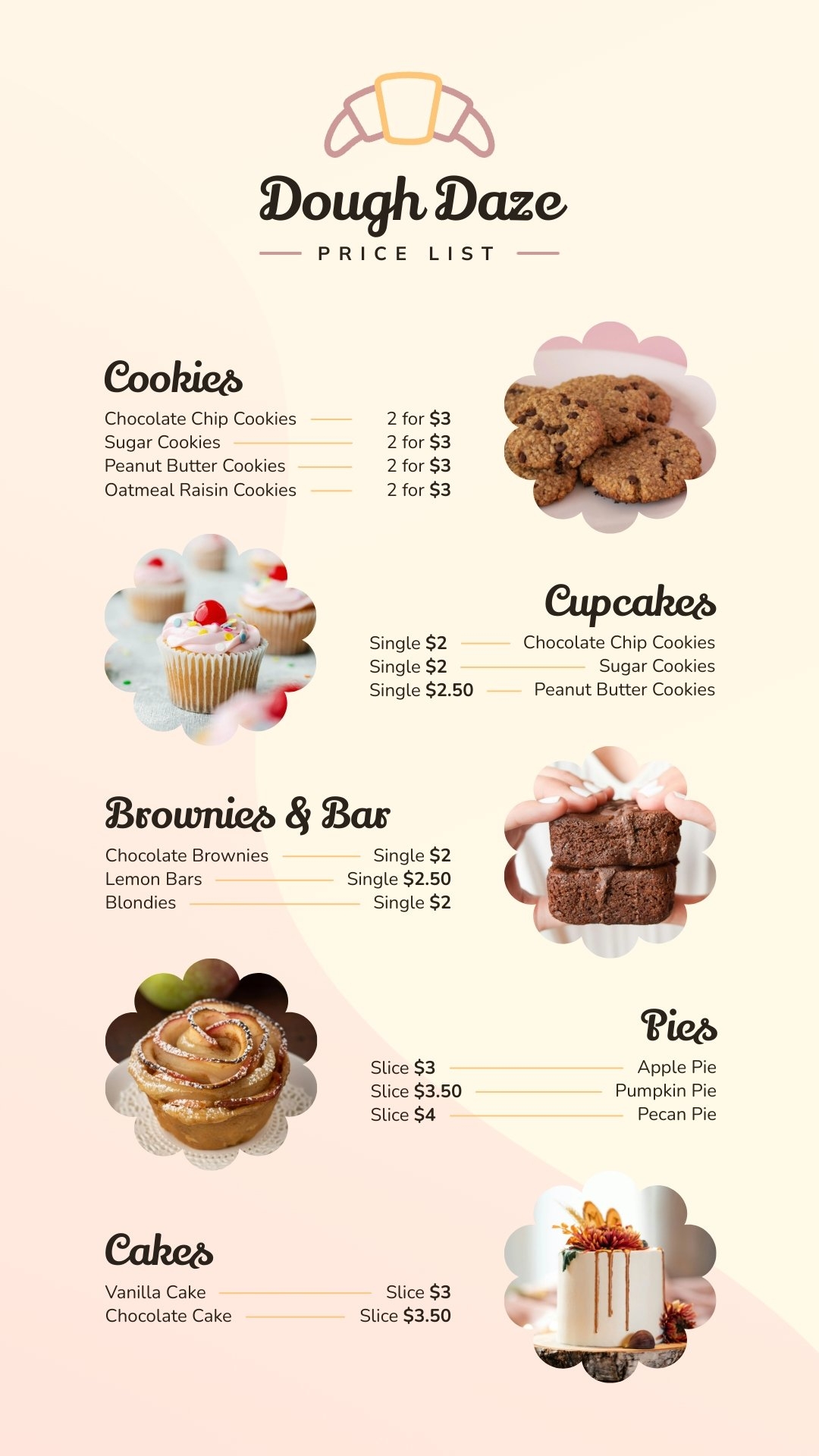 Bake Sale Price List Template Visme
