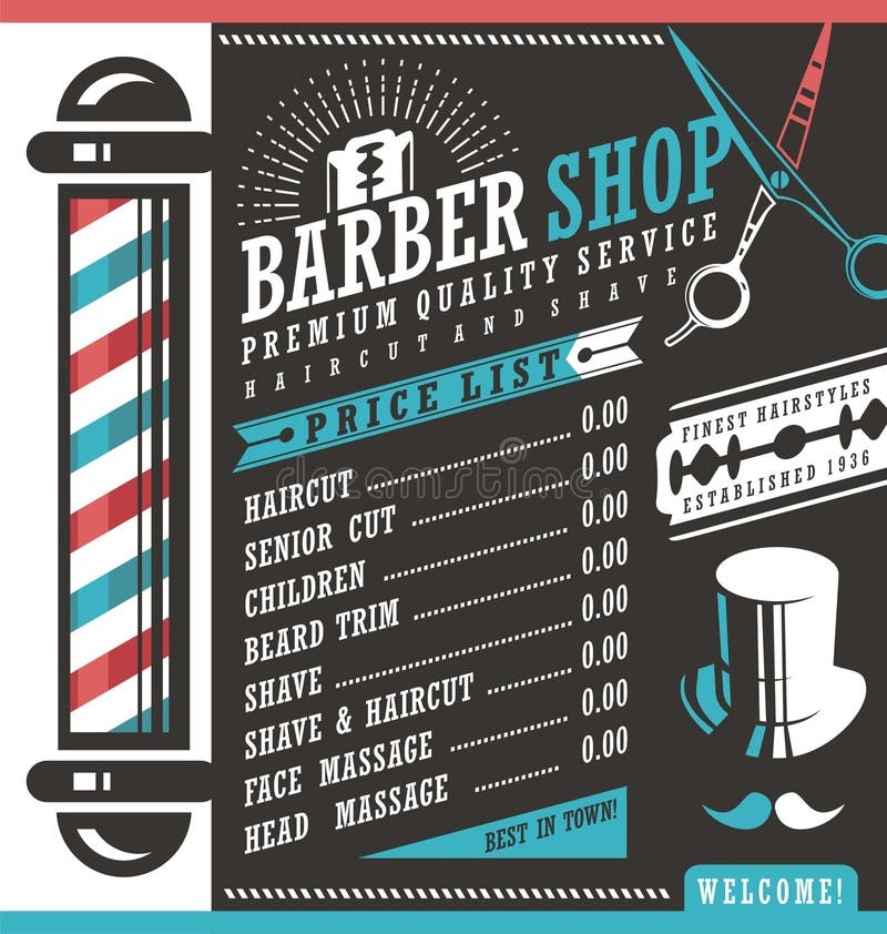 Barber Price Sign Stock Illustrations 459 Barber Price Sign 