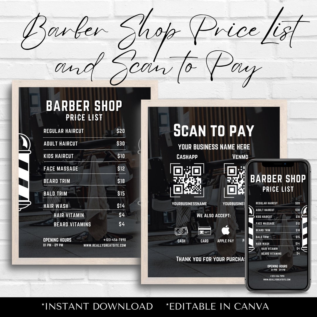 Barbershop Price List Template Free