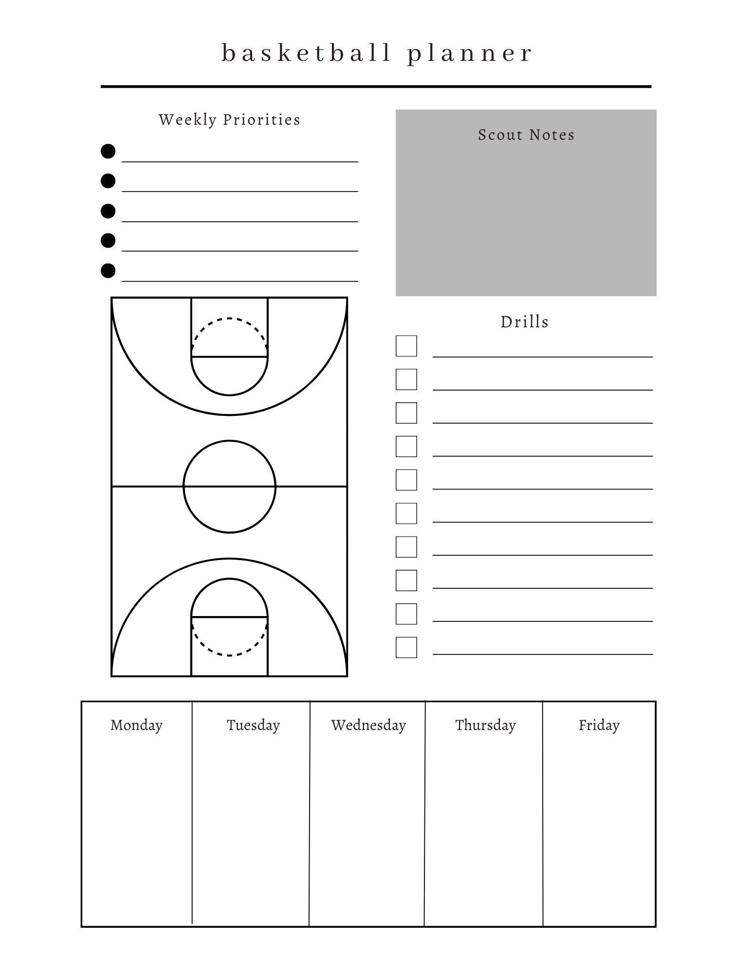 Basketball Coaching Practice Planner Etsy