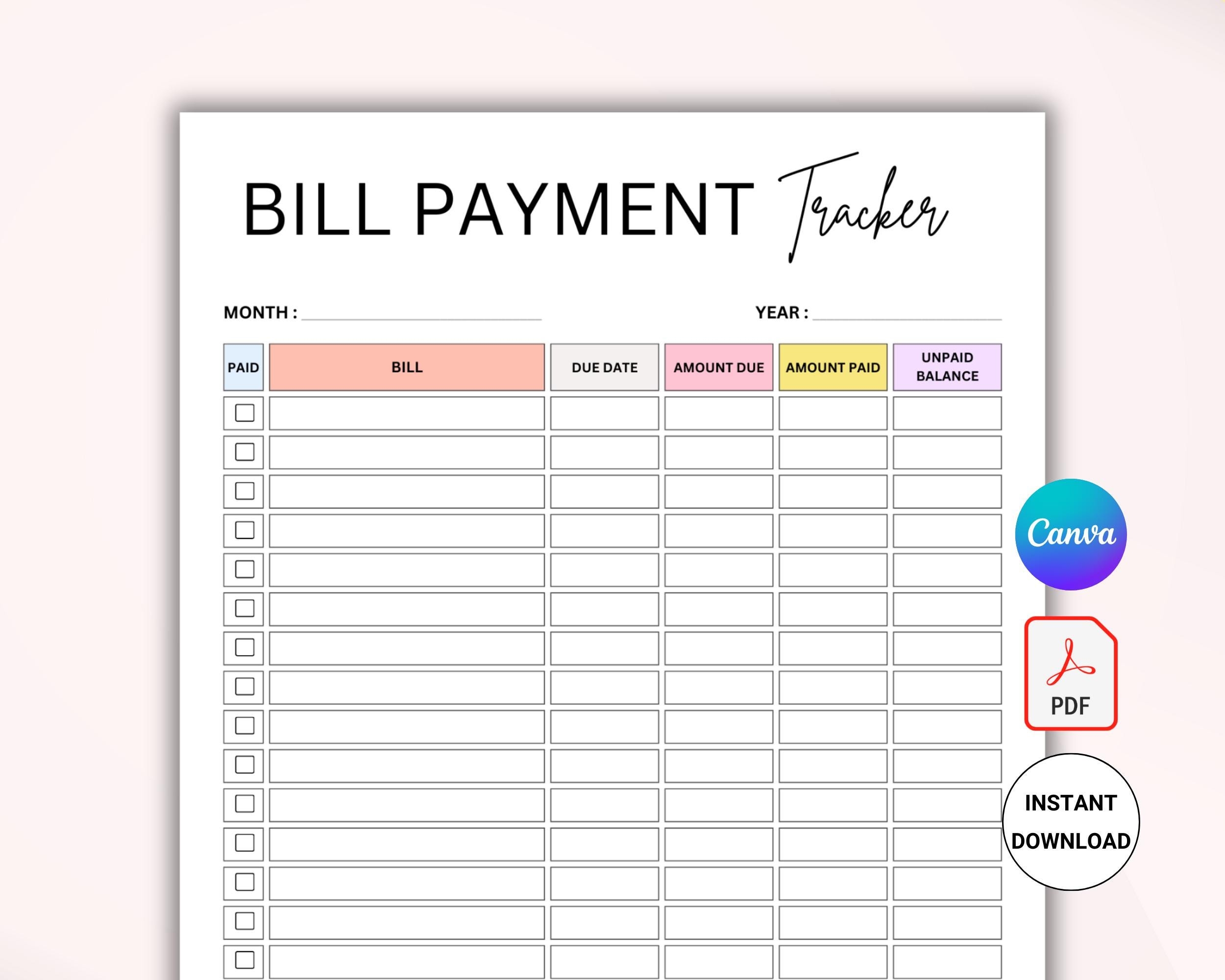 Bill Chart Template