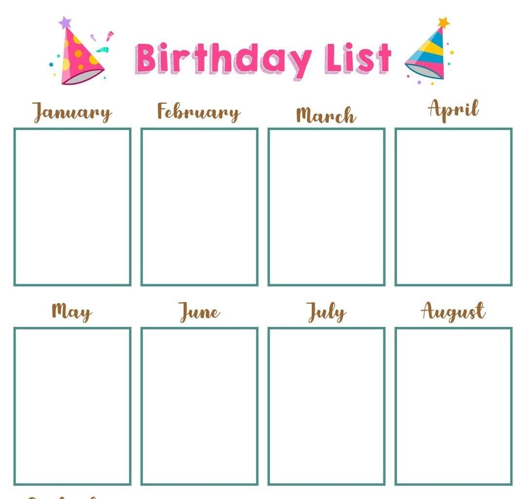 Employee Birthday List Template