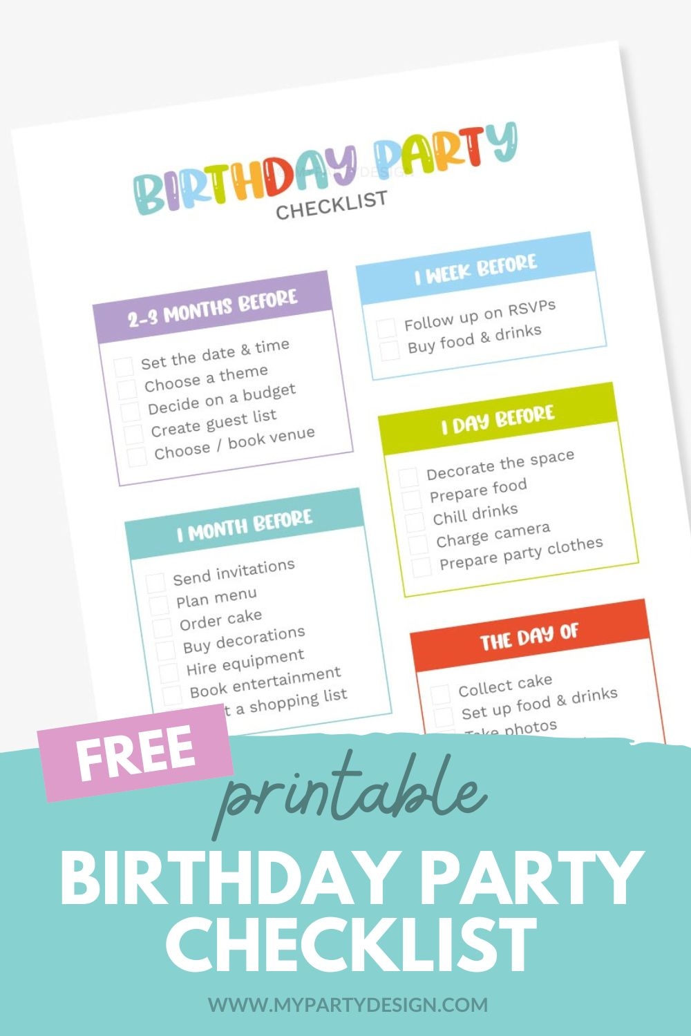 Birthday Party Checklist Free Printable My Party Design