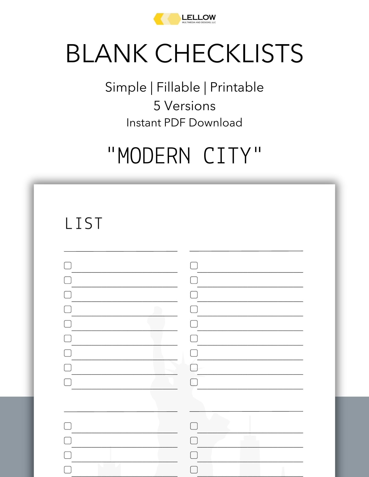 Blank Checklist Sheets 